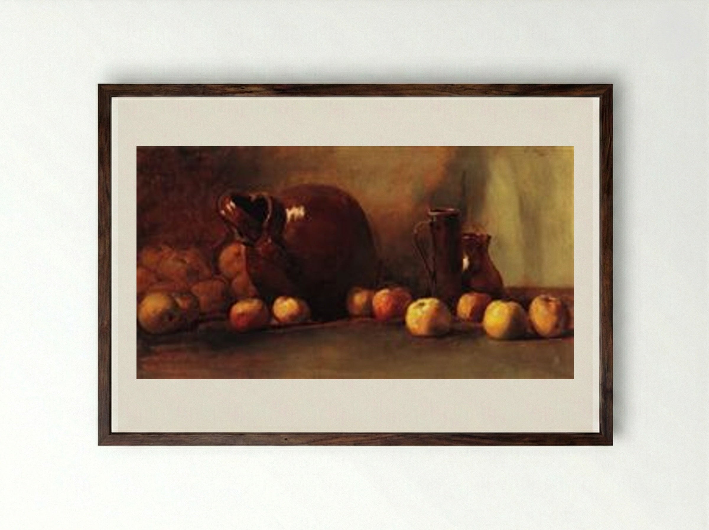 Still Life Jug with Fruit - Guy Rose - Framed Print Dark Wood