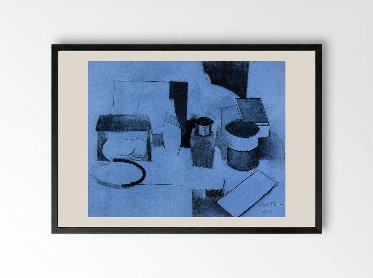 Still Life, Tin of Tea and Pot of Tobacco - Roger de La Fresnaye - Framed Print Black