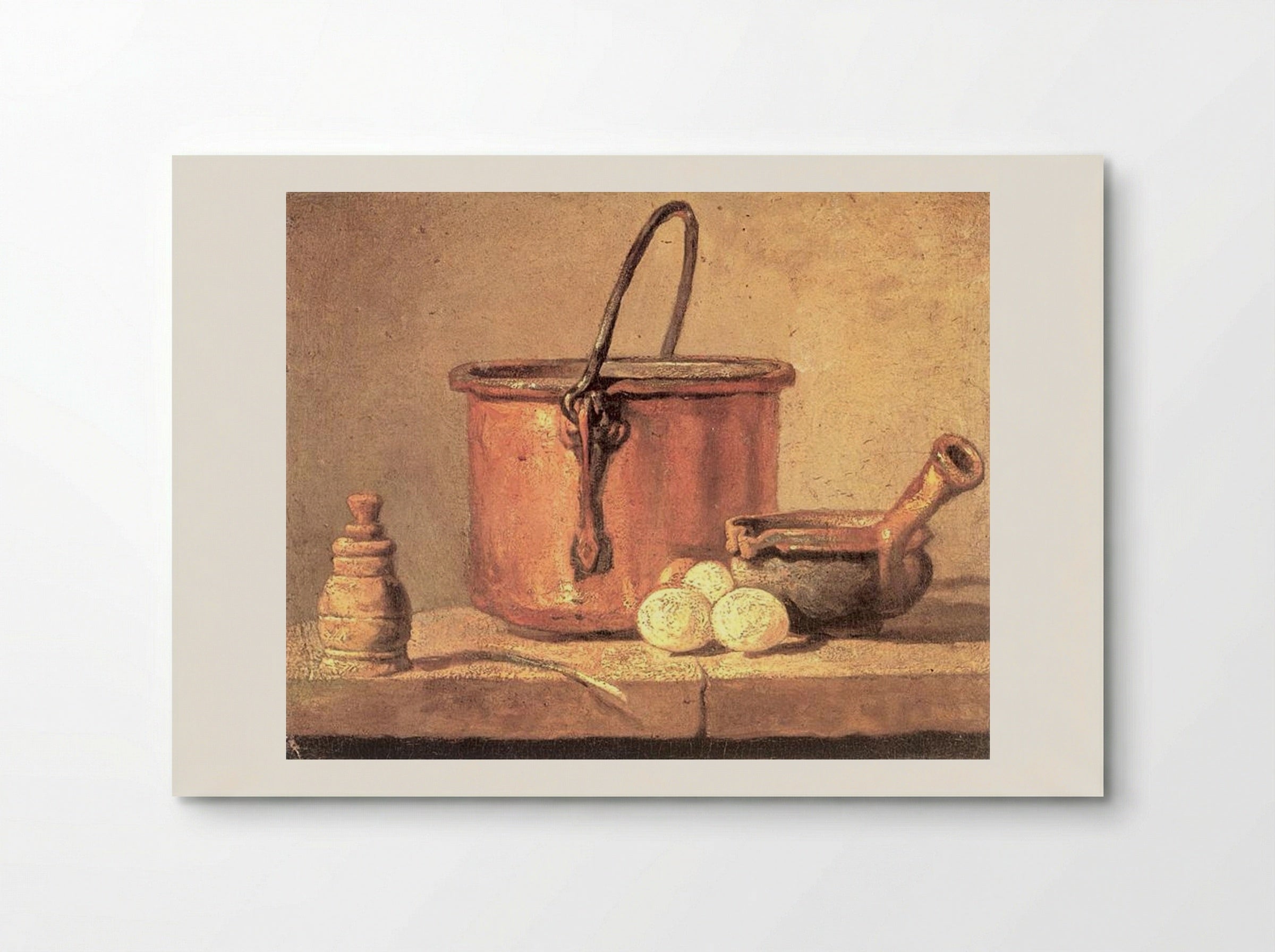 Still Life of Cooking Utensils, Cauldron, Casserole and Eggs - Jean-Baptiste-Simeon Chardin - Poster
