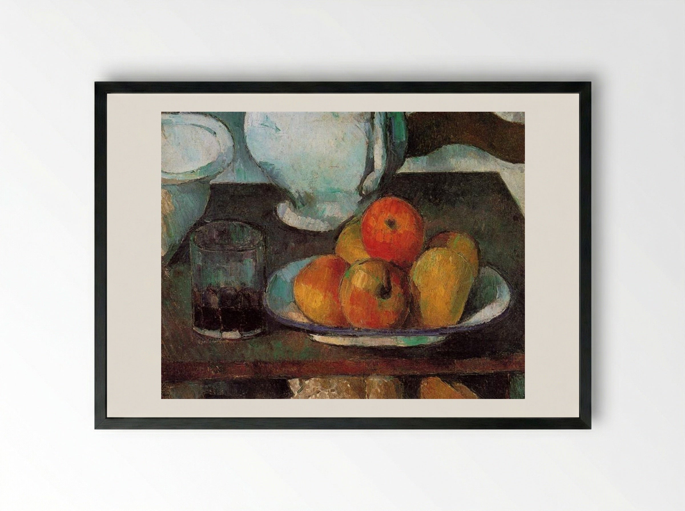 Still Life with Apples and Pears - Paul Cézanne - Framed Print Black