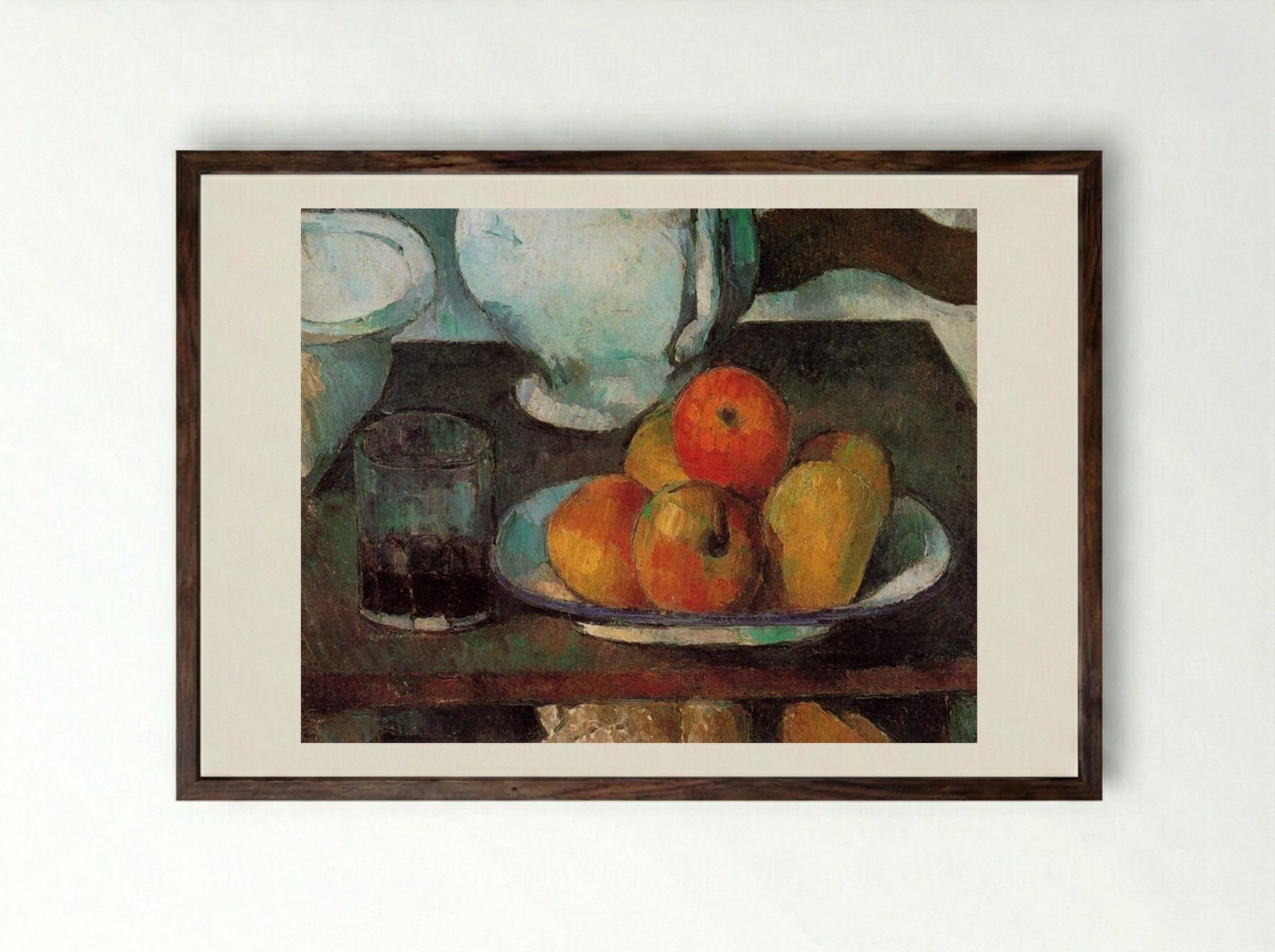 Still Life with Apples and Pears - Paul Cézanne - Framed Print Dark Wood