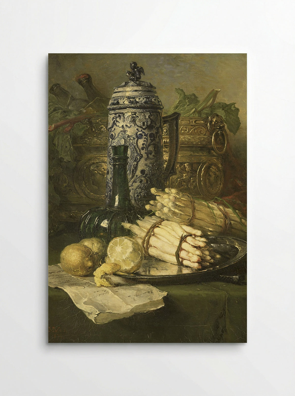 Still Life with Asparagus and Pewter Tankard - Maria Vos - Poster