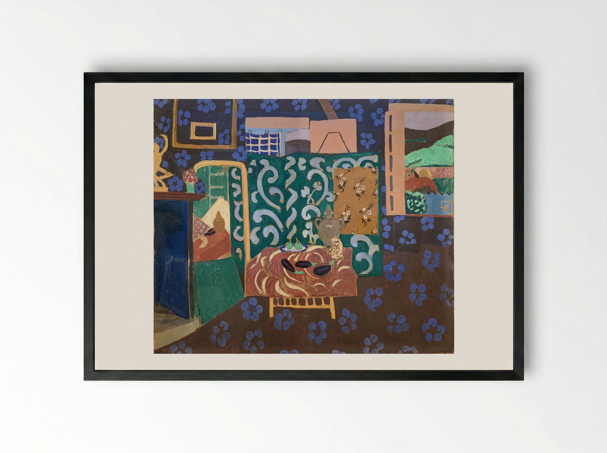 Still Life with Aubergines - Henri Matisse - Framed Print Black
