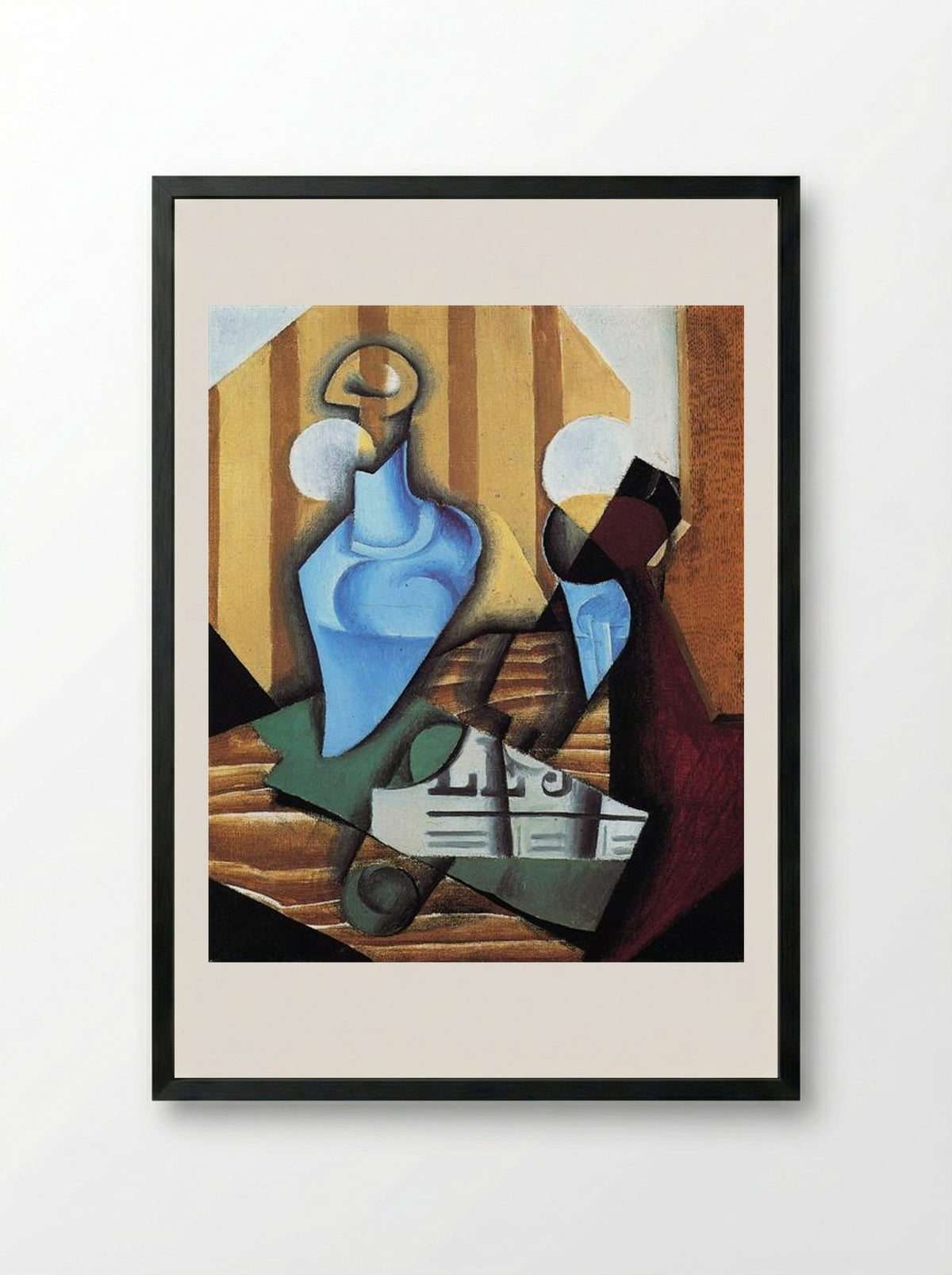 Still Life with Bottle and Glass - Juan Gris - Framed Print Black