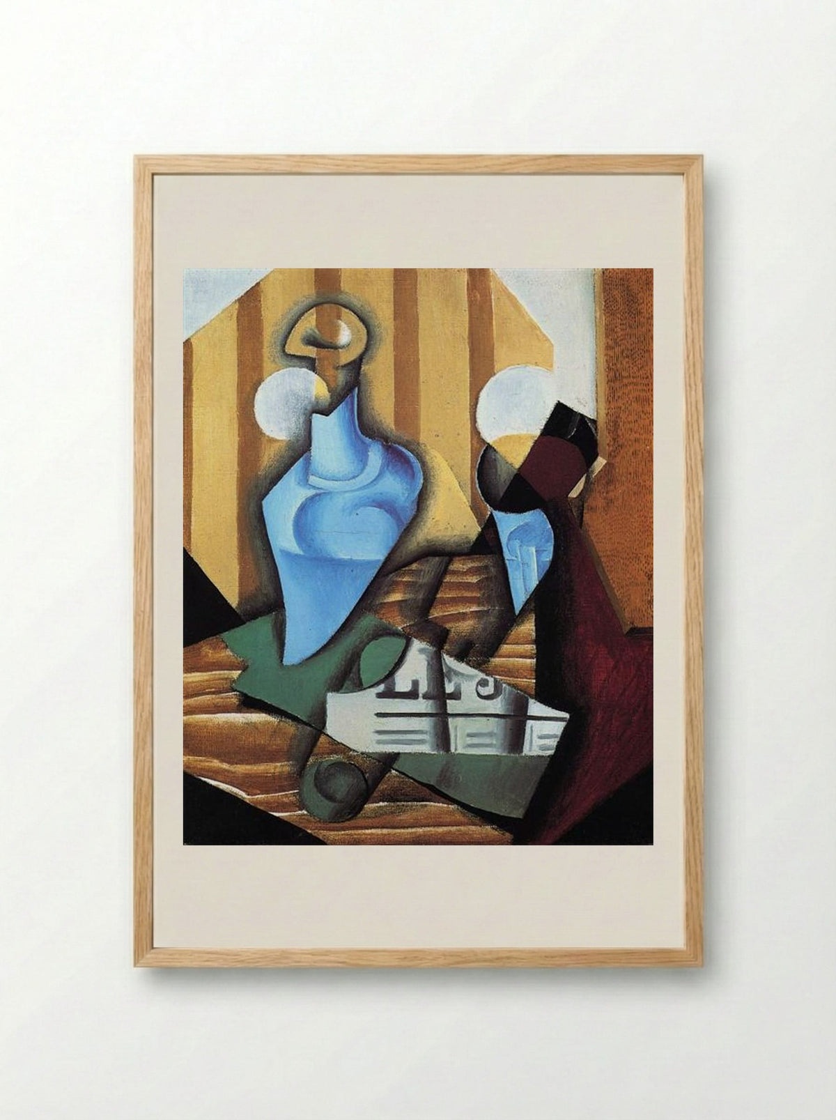 Still Life with Bottle and Glass - Juan Gris - Framed Print Wood
