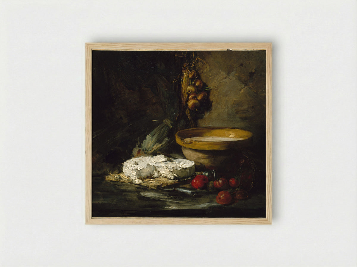 Still Life with Cheese - Antoine Vollon - Framed Print Wood