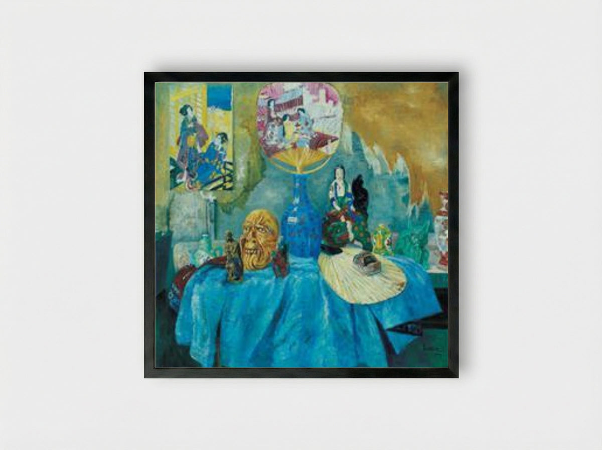 Still Life with Chinoiseries - James Ensor - Framed Print Black