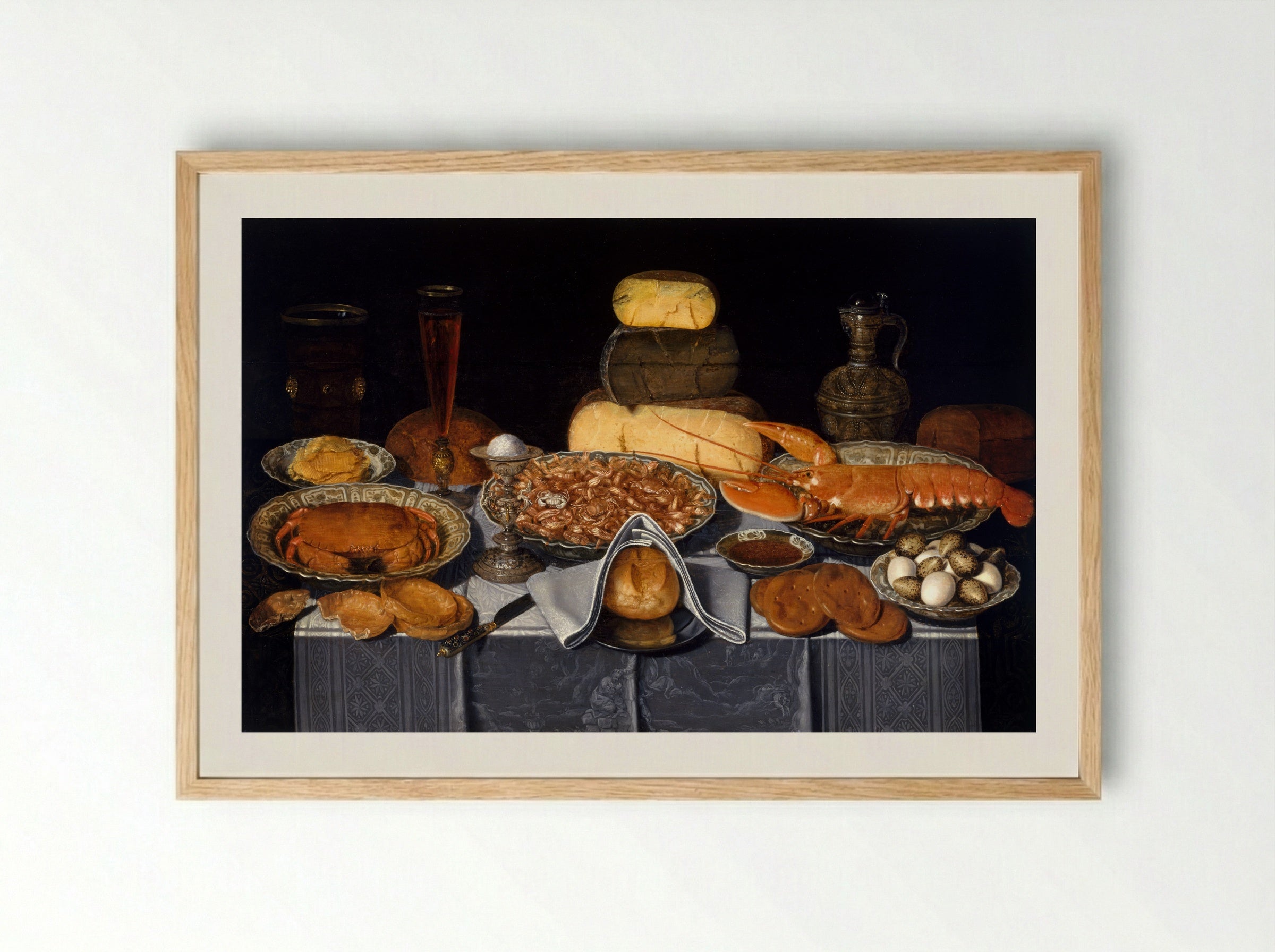 Still Life with Crab, Shrimps and Lobster - Clara Peeters - Framed Print Wood