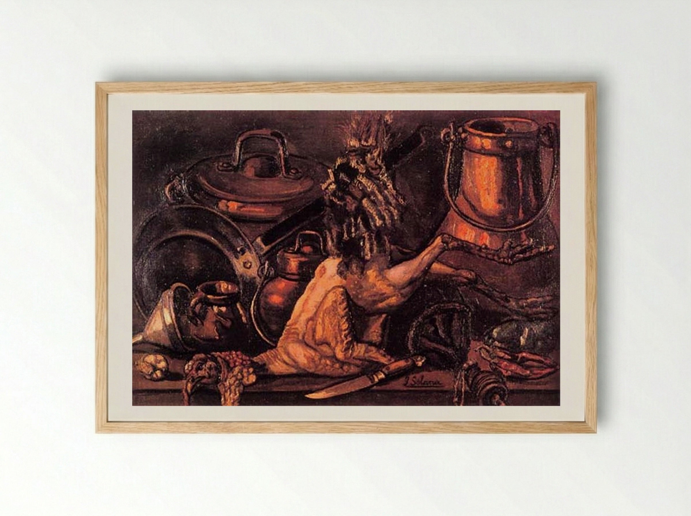 Still Life with Dead Turkey - José Gutiérrez Solana - Framed Print Wood