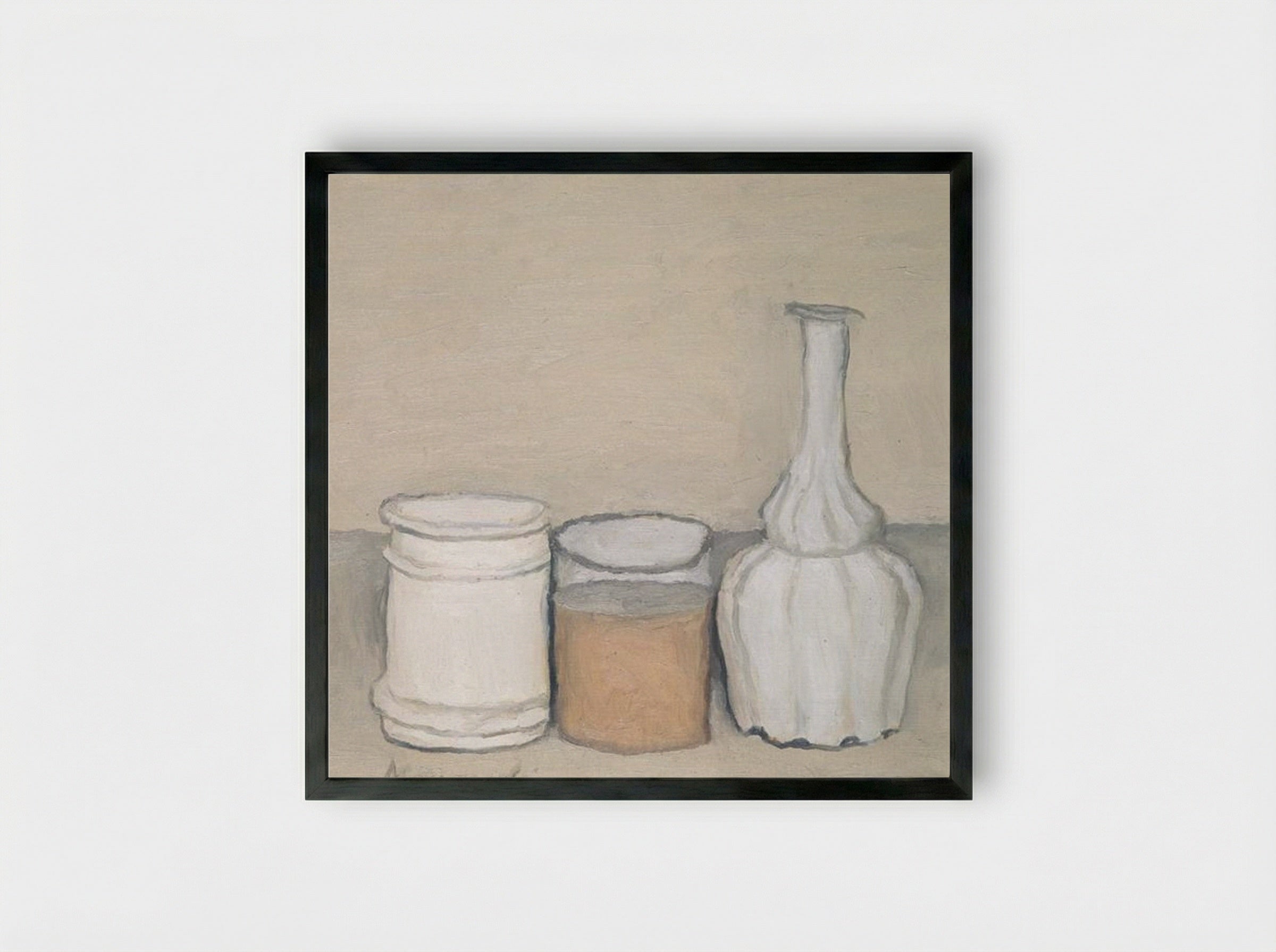 Still Life with Flask - Giorgio Morandi - Framed Print Black
