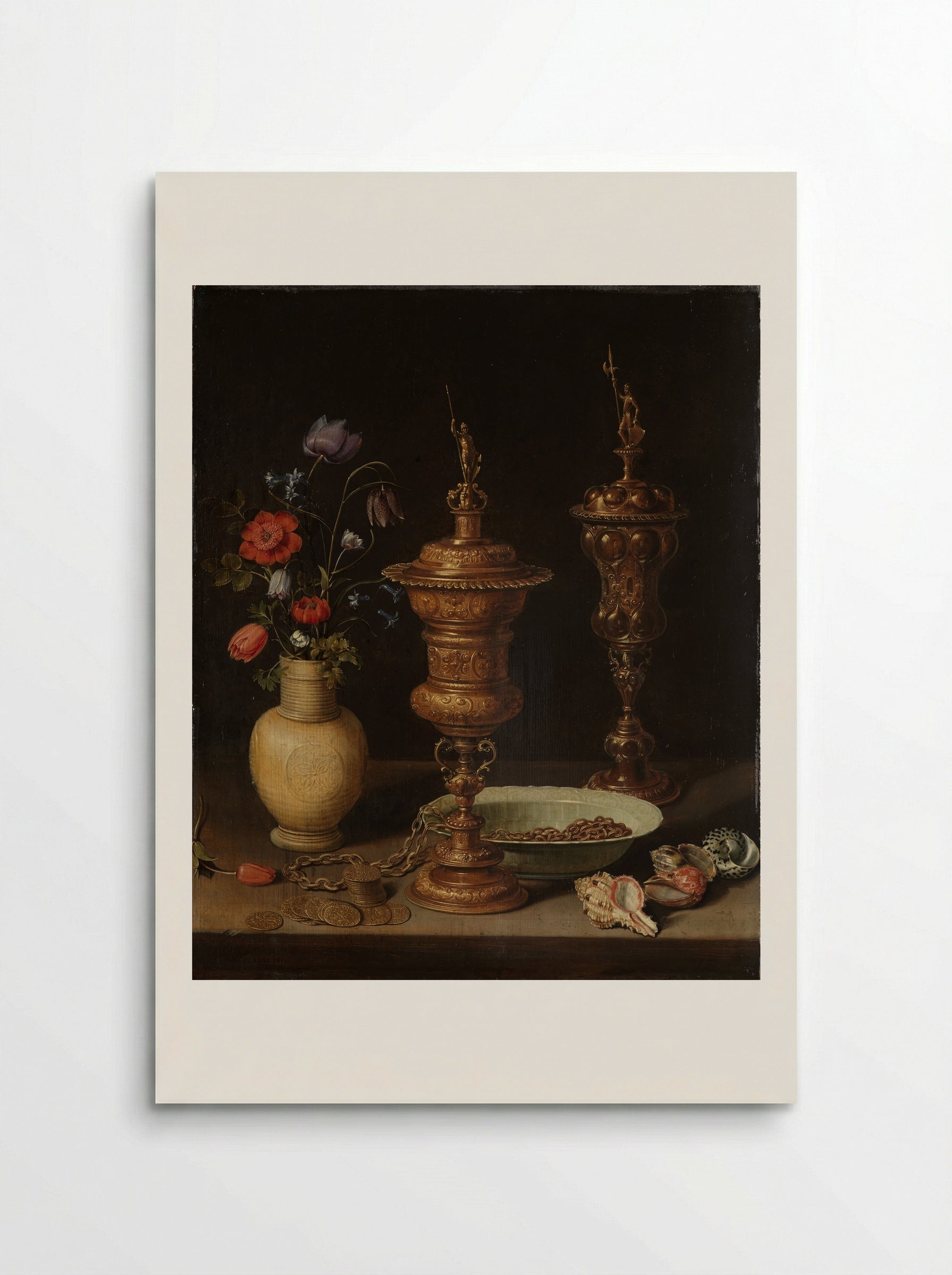 Still Life with Flowers and Gold Cups of Honor - Clara Peeters - Poster