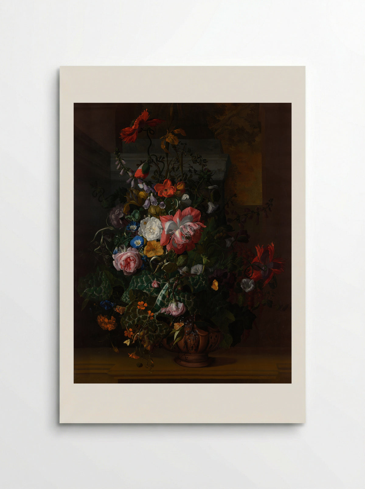Still Life with Flowers on a Marble Ledge - Rachel Ruysch - Poster