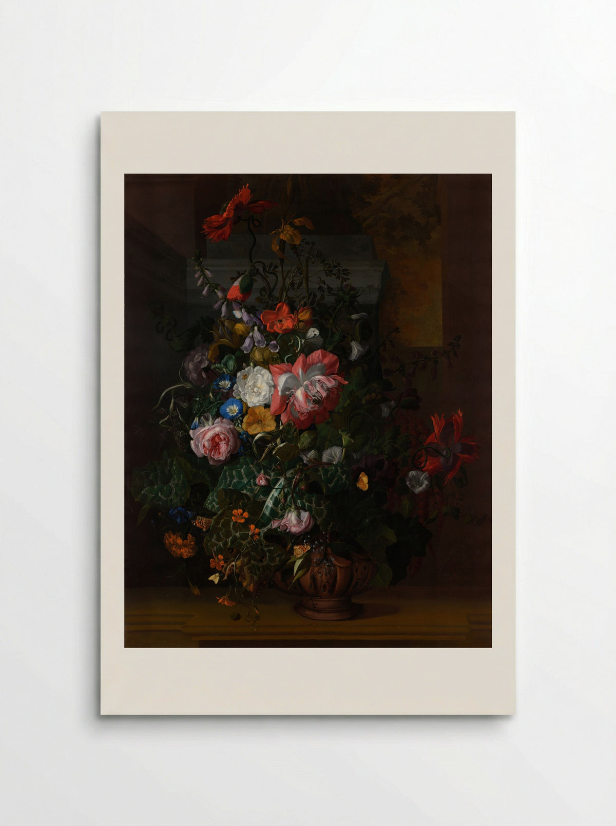 Still Life with Flowers on a Marble Ledge - Rachel Ruysch - Poster