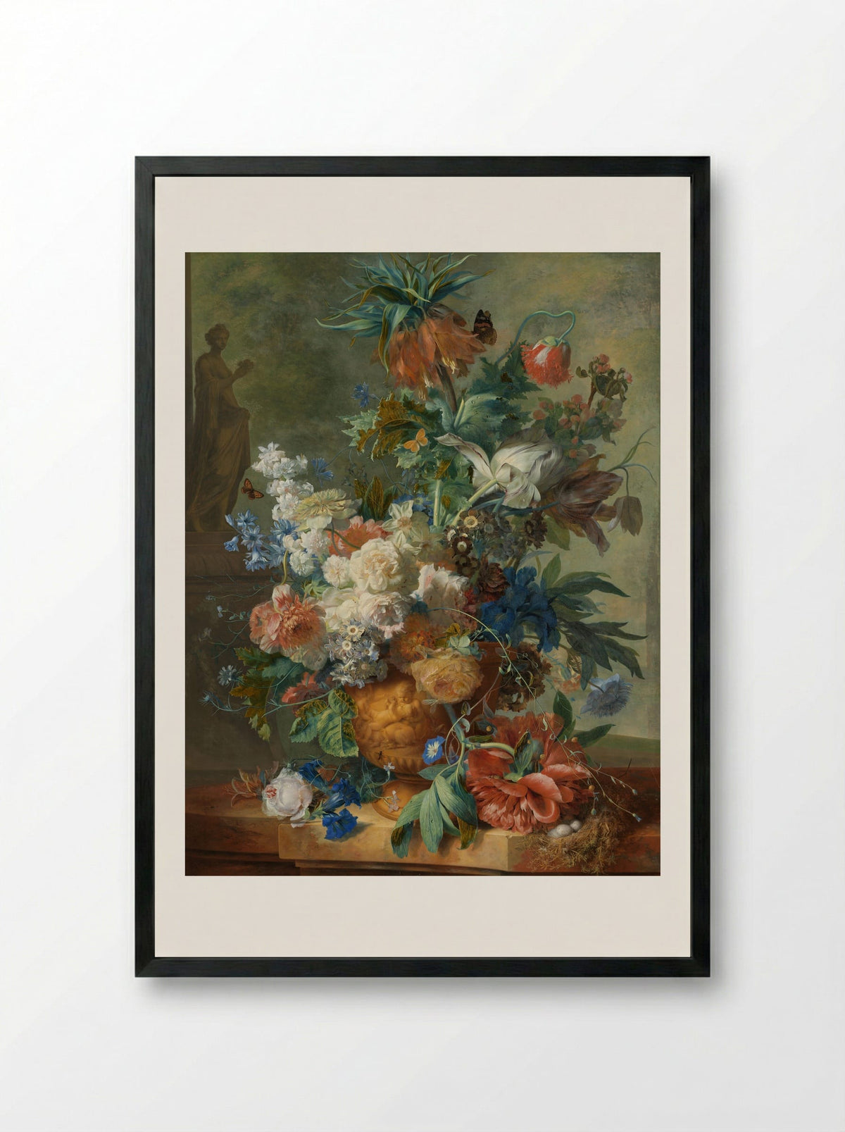 Still Life with Flowers - Jan van Huysum - Framed Print Black