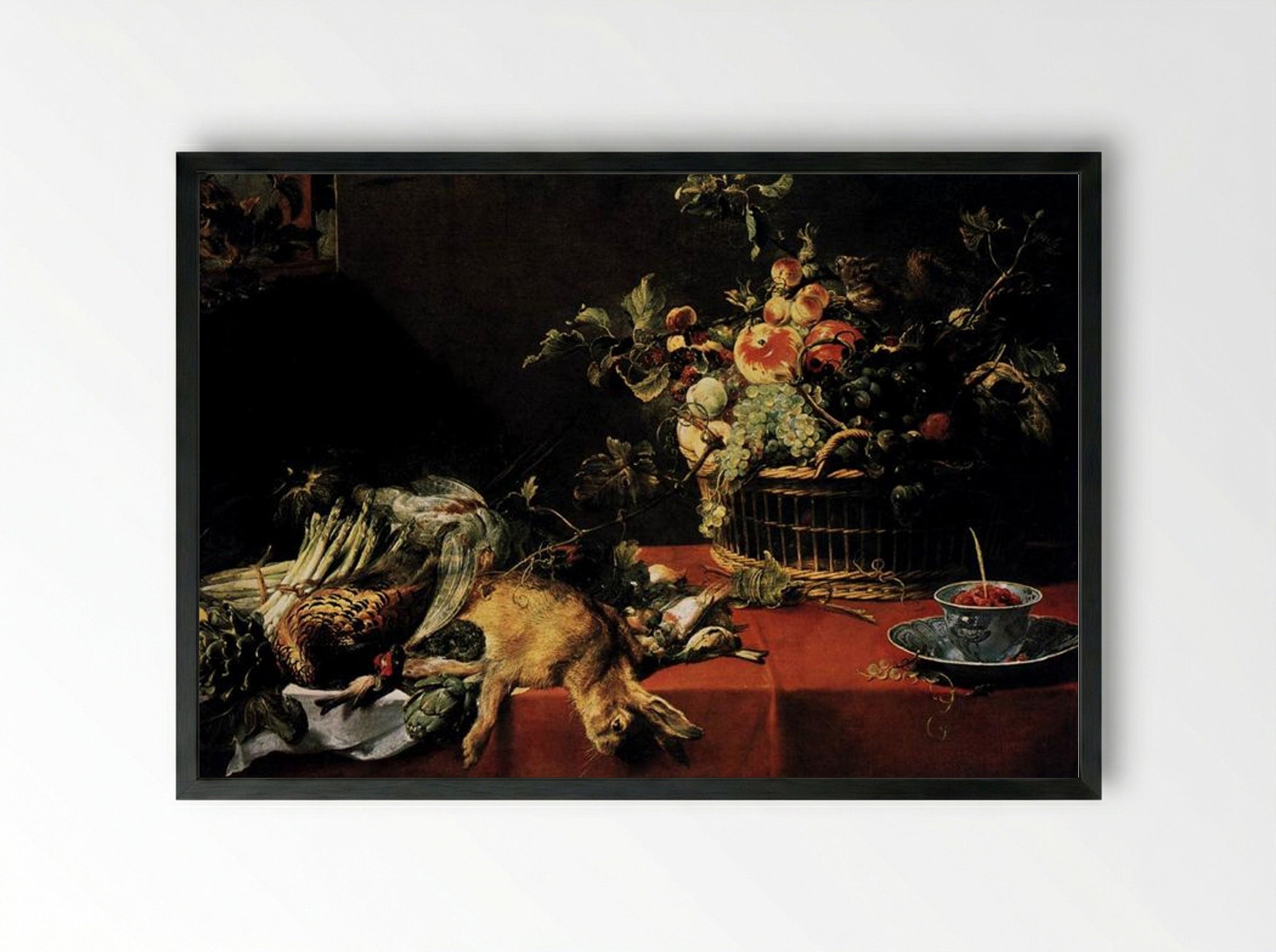 Still Life with Fruit Basket and Game - Frans Snyders - Framed Print Black