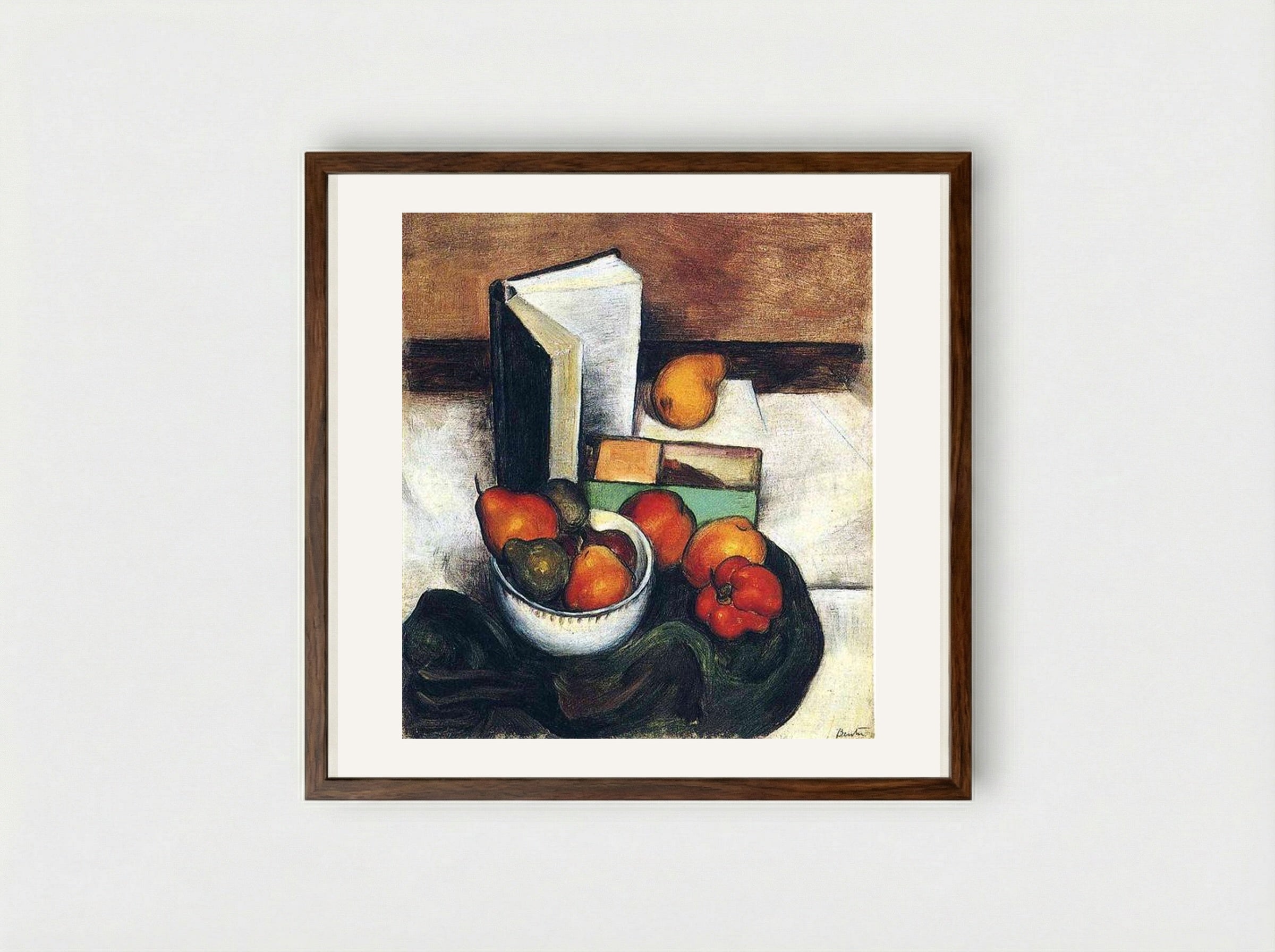 Still Life with Fruit and Vegetables - Thomas Hart Benton - Framed Print Dark Wood