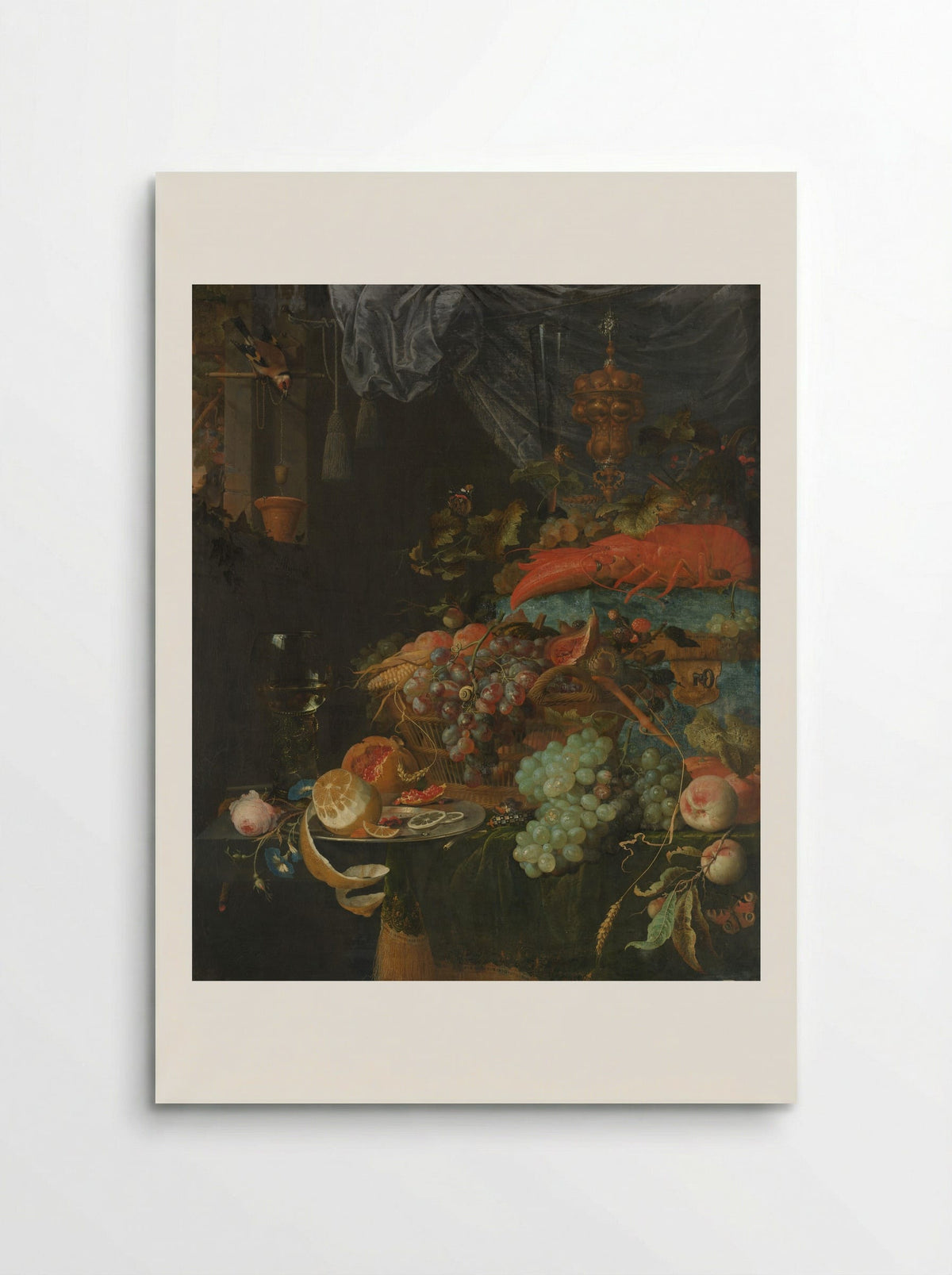 Still Life with Fruit and a Goldfinch - Abraham Mignon - Poster