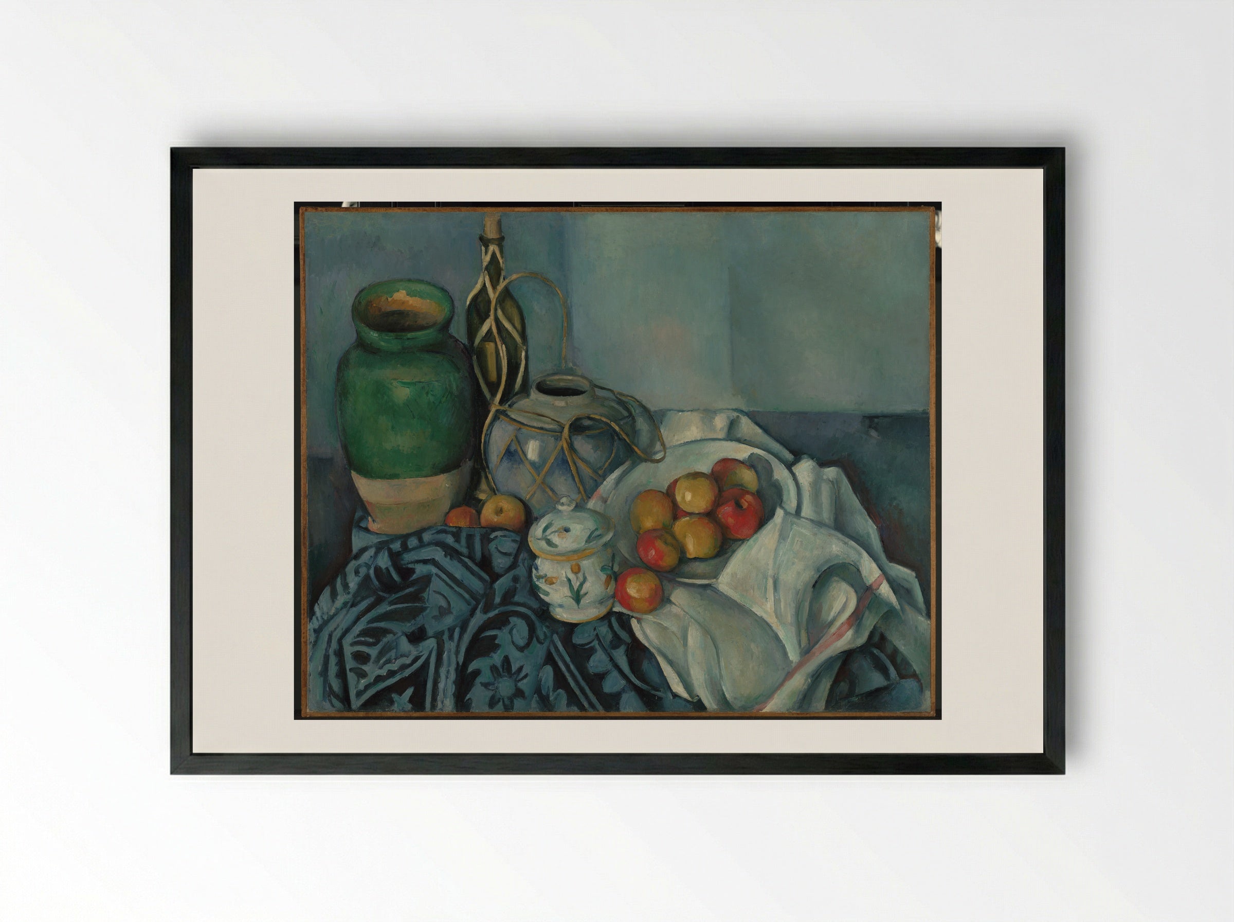 Still Life with Ginger Jar and Apples - Paul Cézanne - Framed Print Black