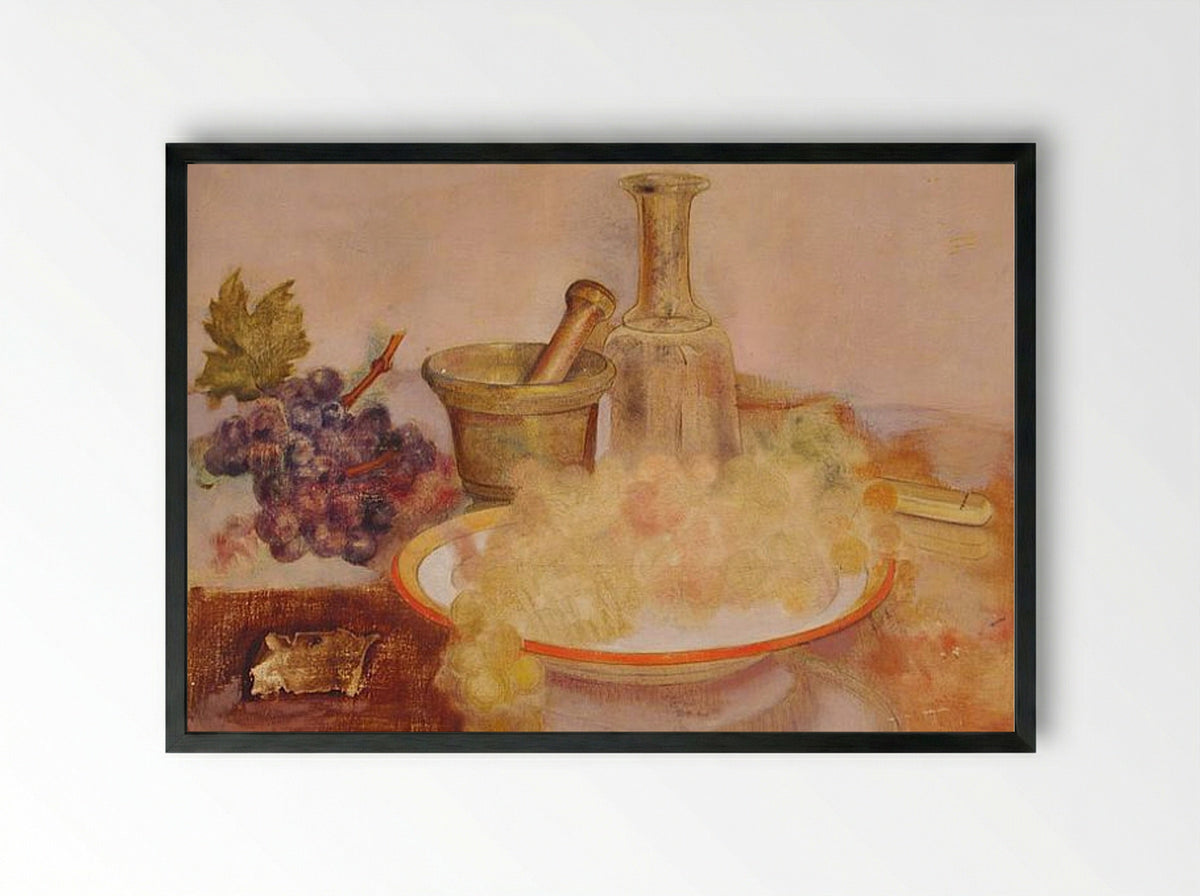 Still Life with Grapes - Tamara de Lempicka - Framed Print Black