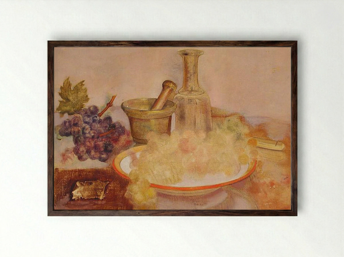 Still Life with Grapes - Tamara de Lempicka - Framed Print Dark Wood