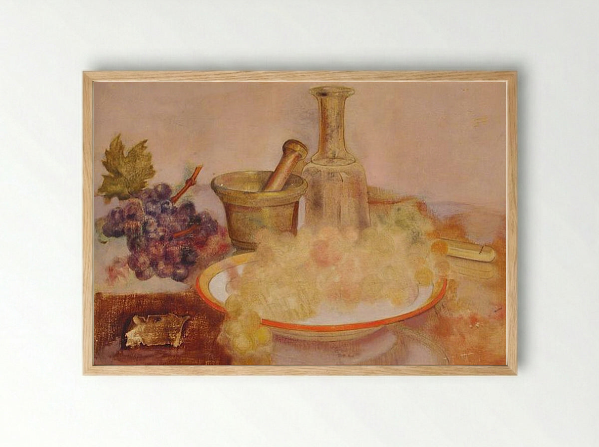 Still Life with Grapes - Tamara de Lempicka - Framed Print Wood