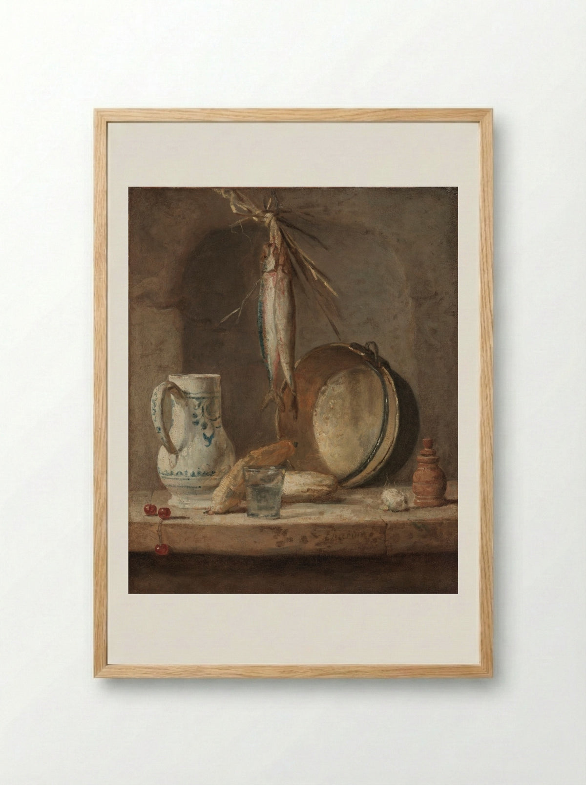 Still Life with Herrings - Jean-Siméon Chardin - Framed Print Wood