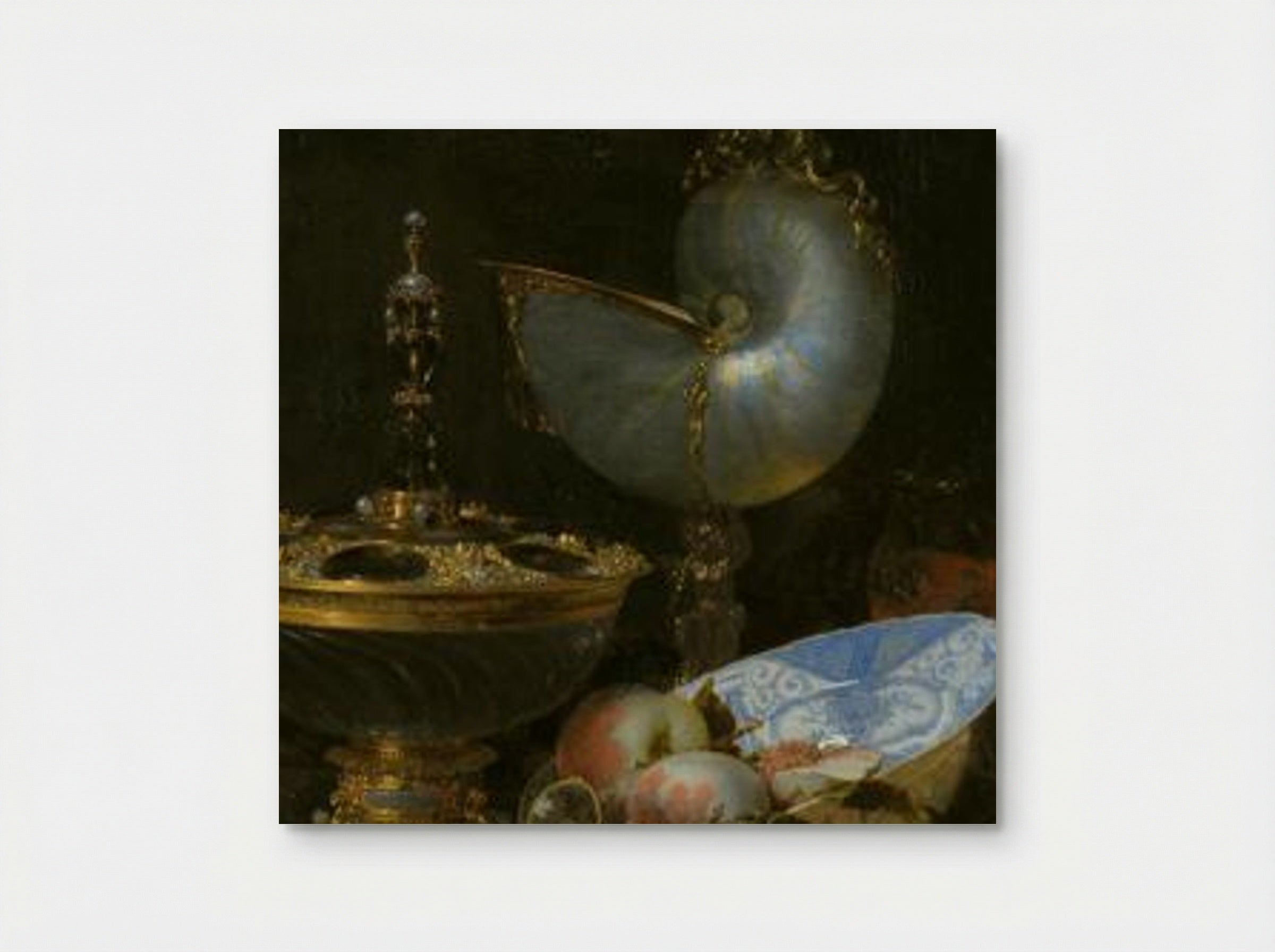 Still Life with Holbein Bowl, Nautilus Cup, Glass Goblet and Fruit Dish - Willem Kalf - Poster