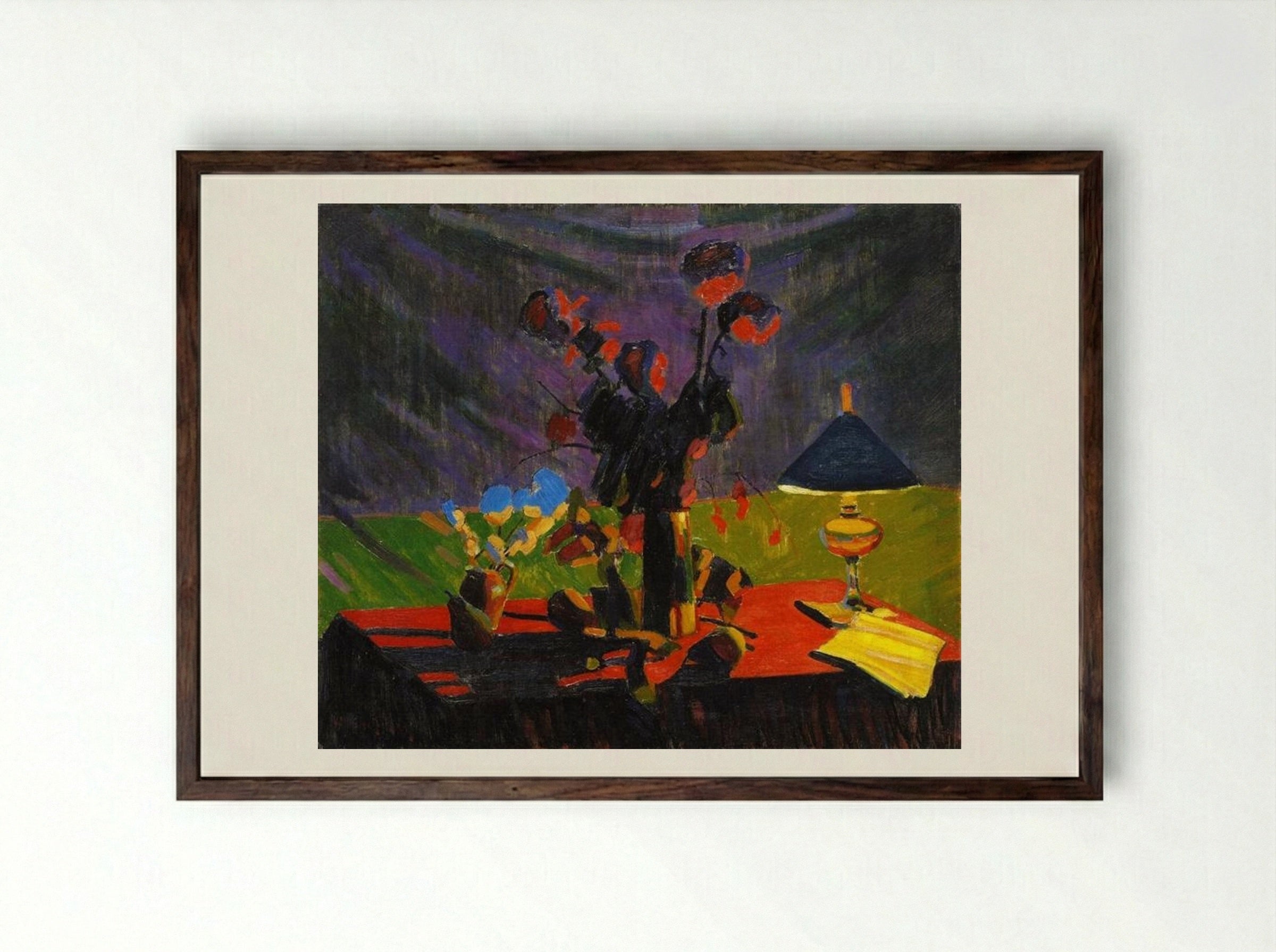 Still Life with Lamp - Auguste Herbin - Framed Print Dark Wood