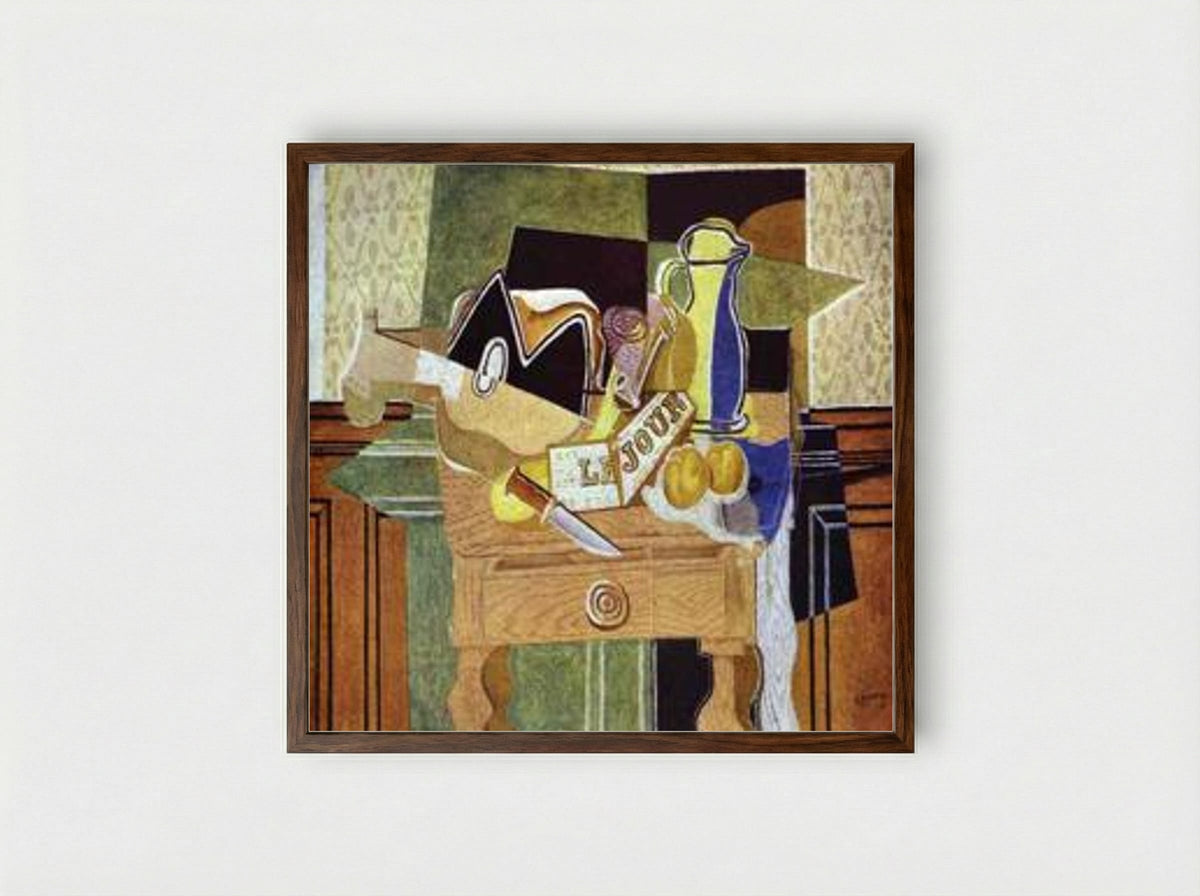 Still Life with Le Jour - Georges Braque - Framed Print Dark Wood