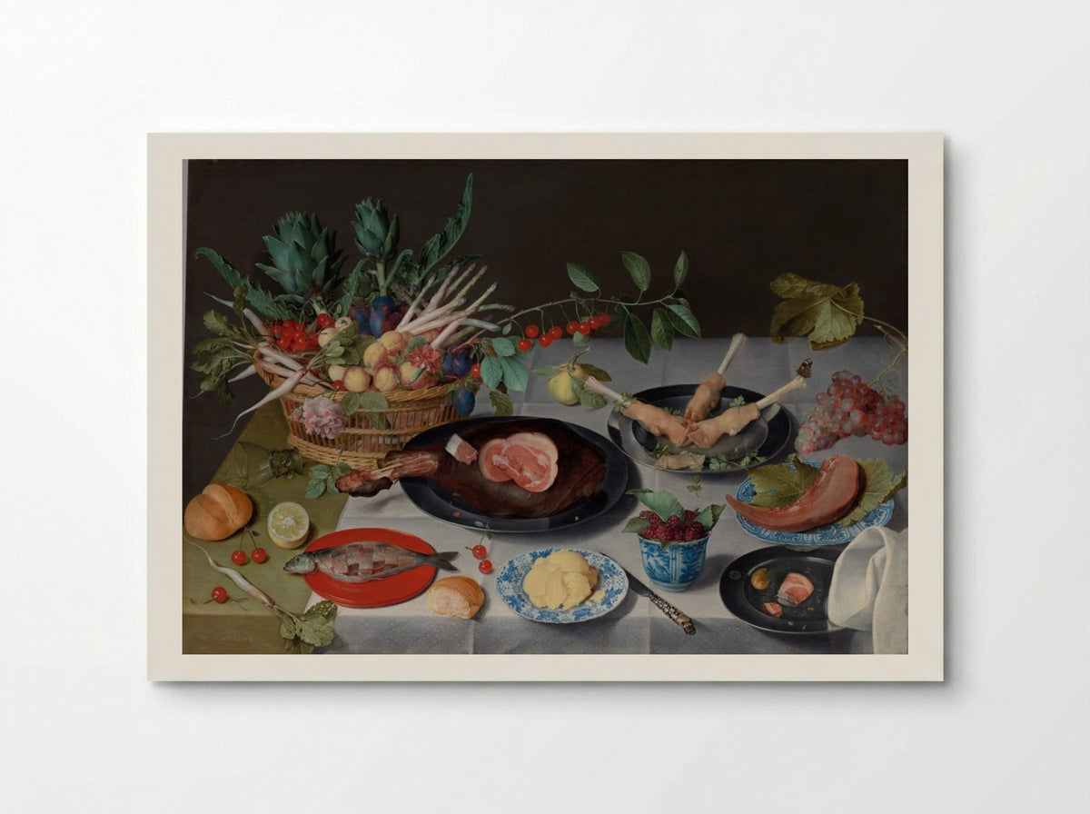 Still Life with Meat, Fish, Vegetables, and Fruit - Jacob van Hulsdonck - Poster