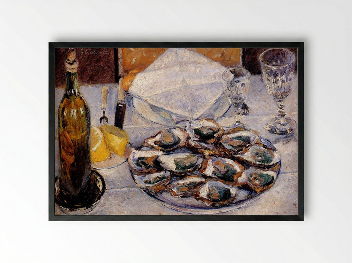 Still Life with Oysters - Gustave Caillebotte - Framed Print Black