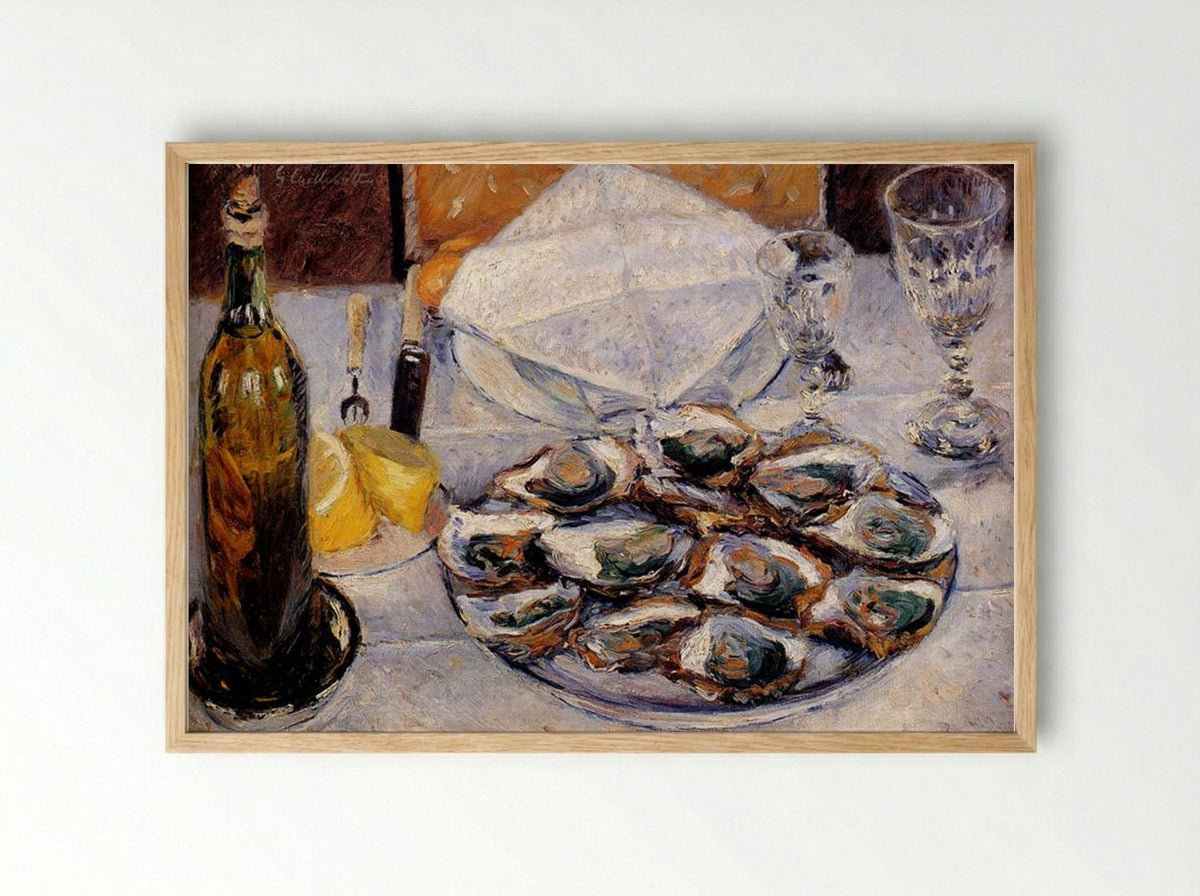 Still Life with Oysters - Gustave Caillebotte - Framed Print Wood