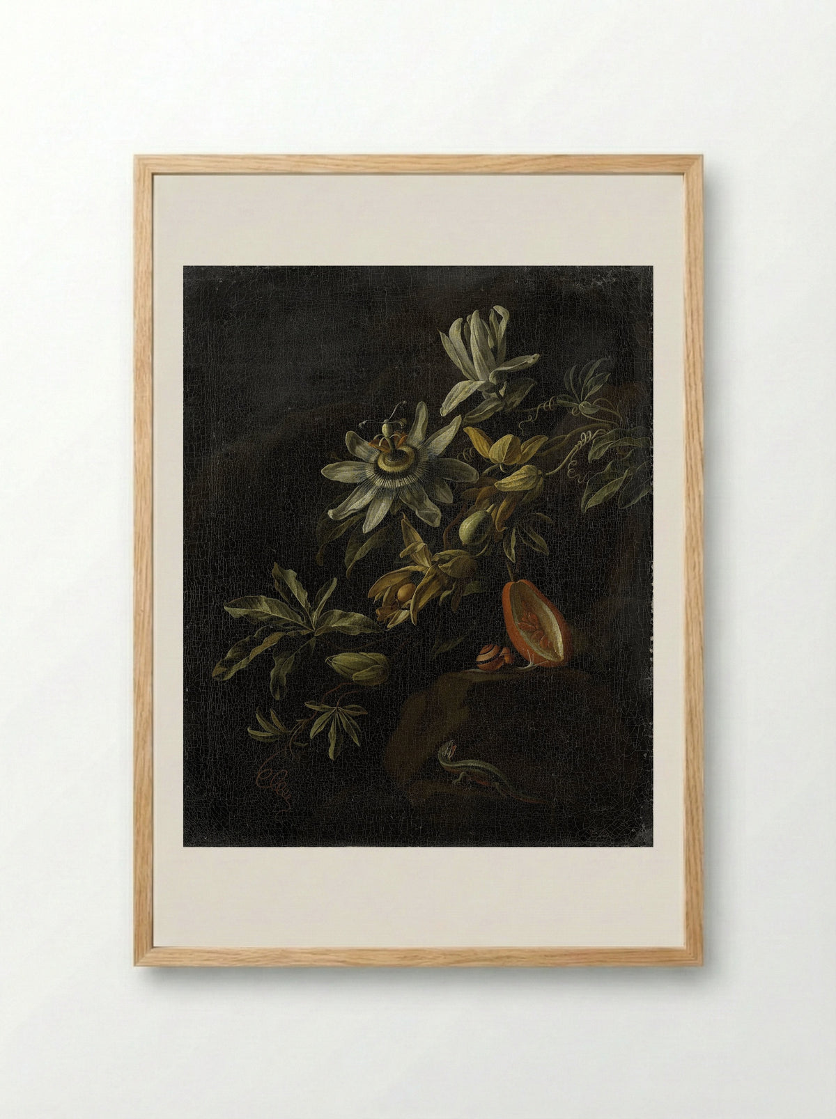 Still Life with Passion Flowers - Elias van den Broeck - Framed Print Wood