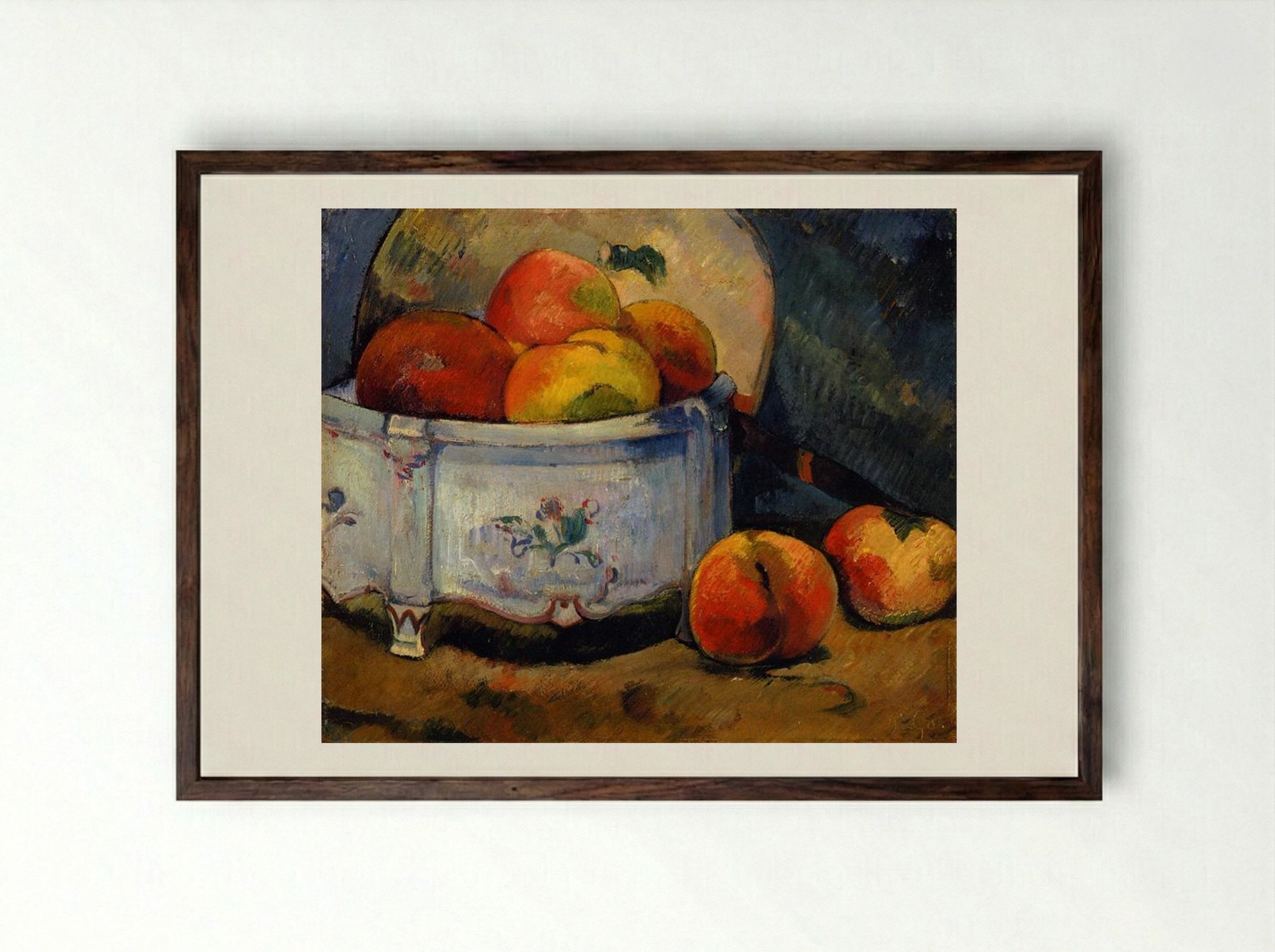 Still Life with Peaches - Paul Gauguin - Framed Print Dark Wood