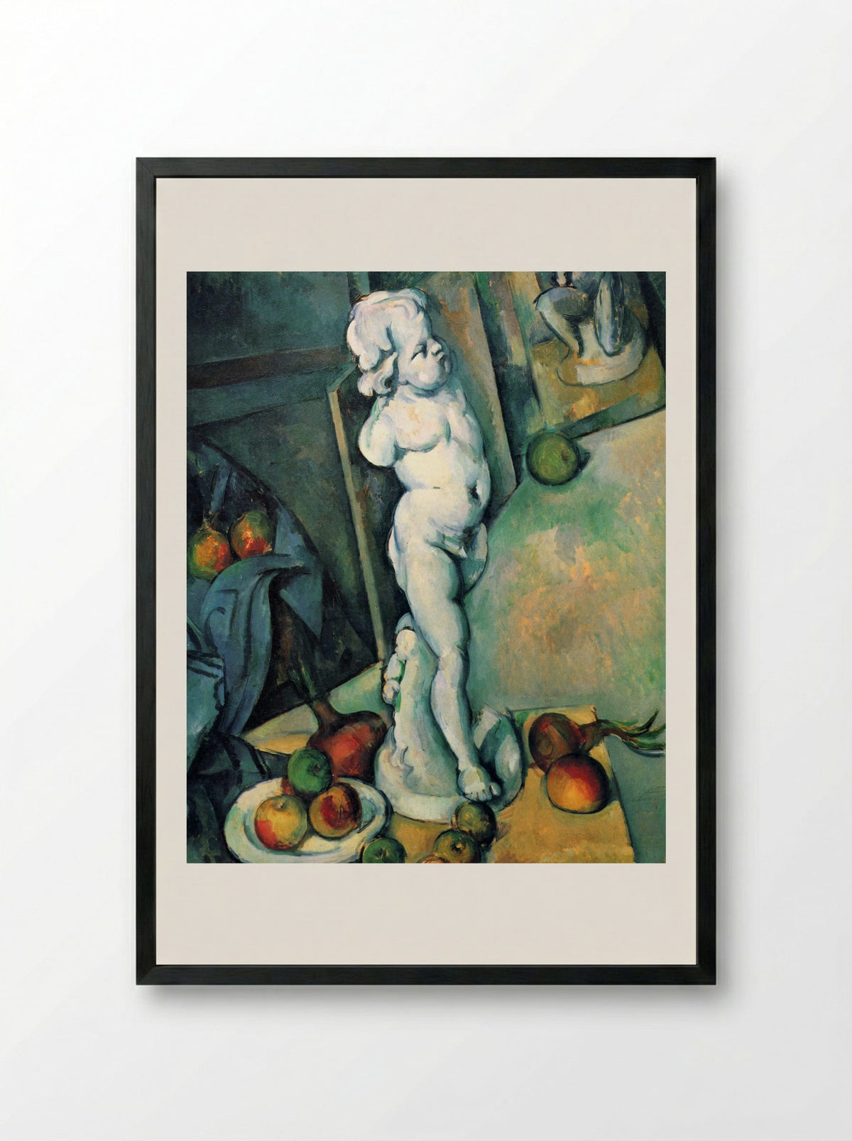 Still Life with Plaster Cupid - Paul Cézanne - Framed Print Black