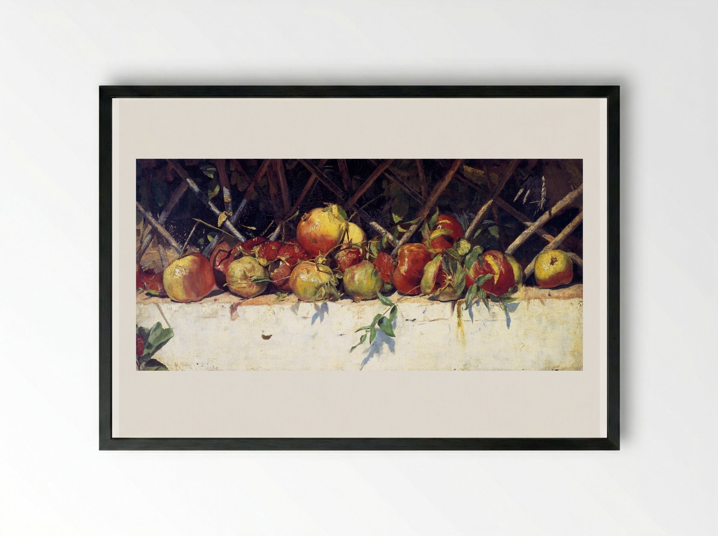 Still Life with Pomegranates - Tom Roberts - Framed Print Black