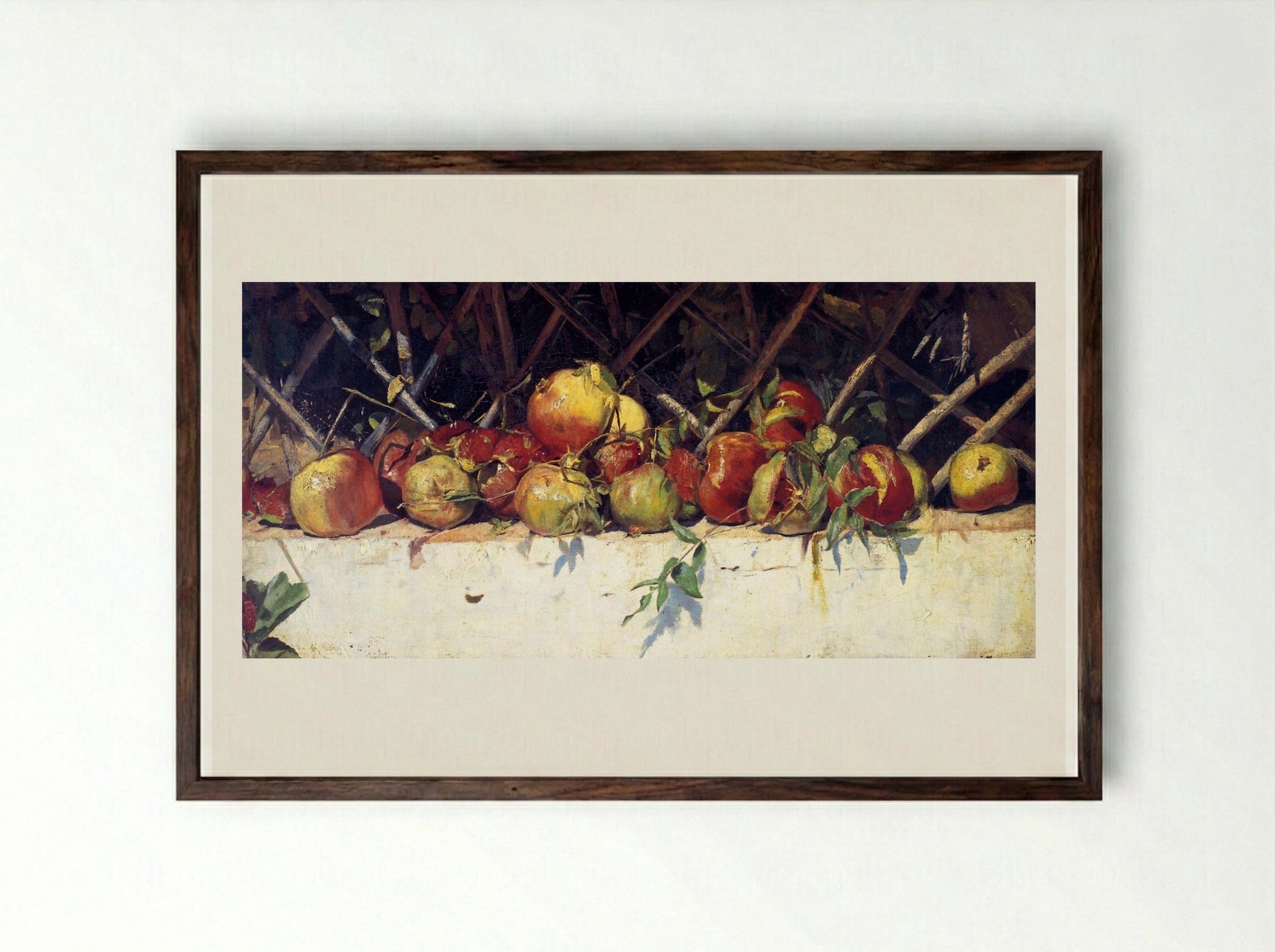 Still Life with Pomegranates - Tom Roberts - Framed Print Dark Wood