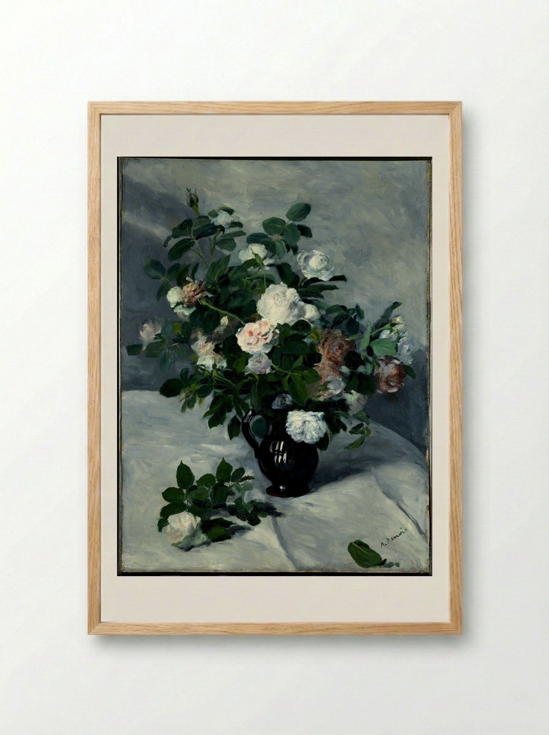 Still Life with Roses - Pierre-Auguste Renoir - Framed Print Wood
