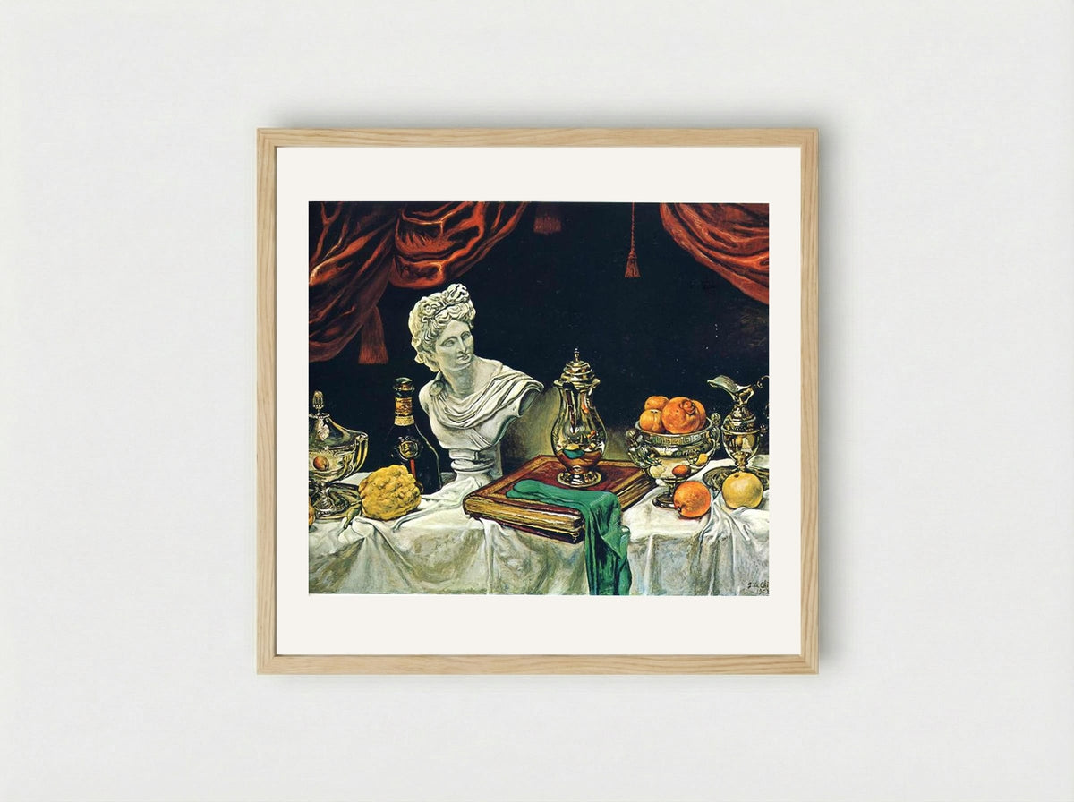 Still Life with Silver Ware - Giorgio de Chirico - Framed Print Wood
