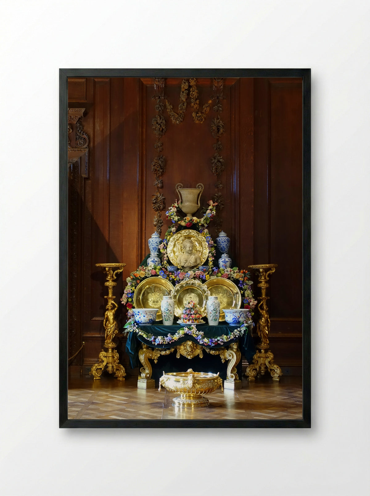 Still Life with Silver - Alexandre-François Desportes - Framed Print Black