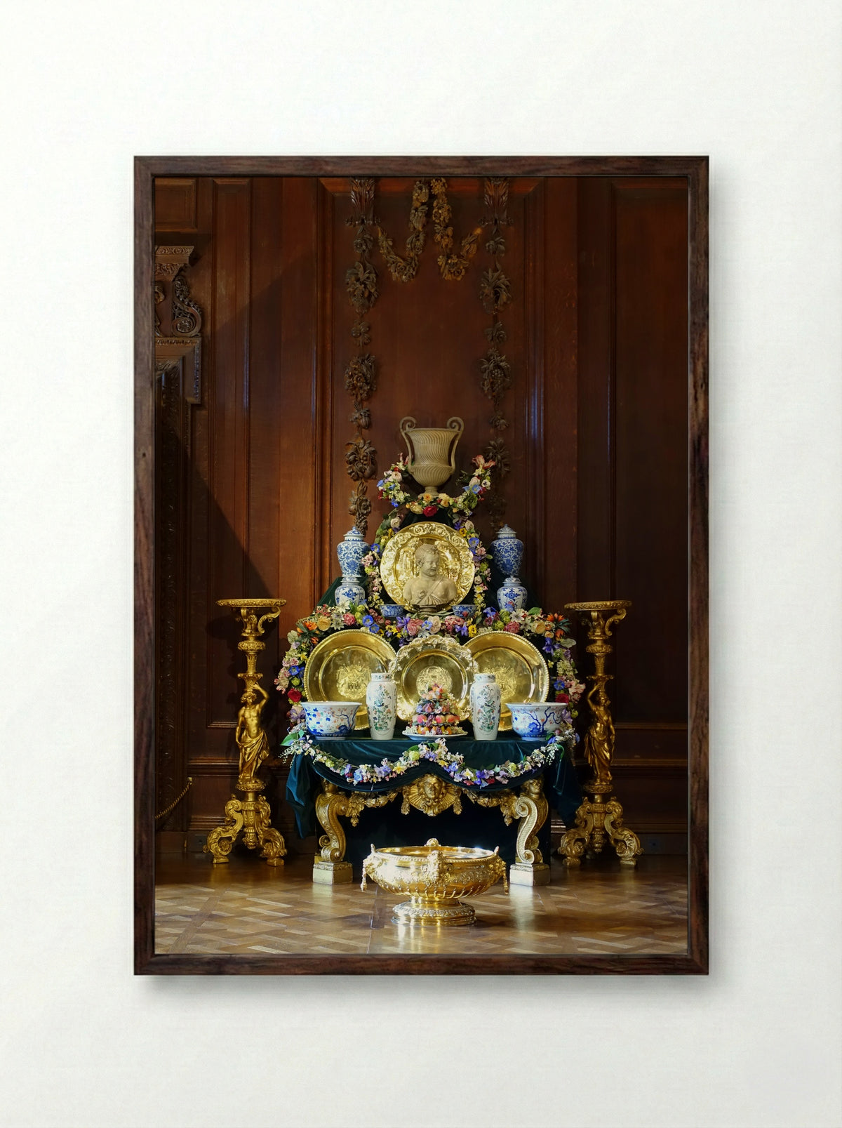 Still Life with Silver - Alexandre-François Desportes - Framed Print Dark Wood