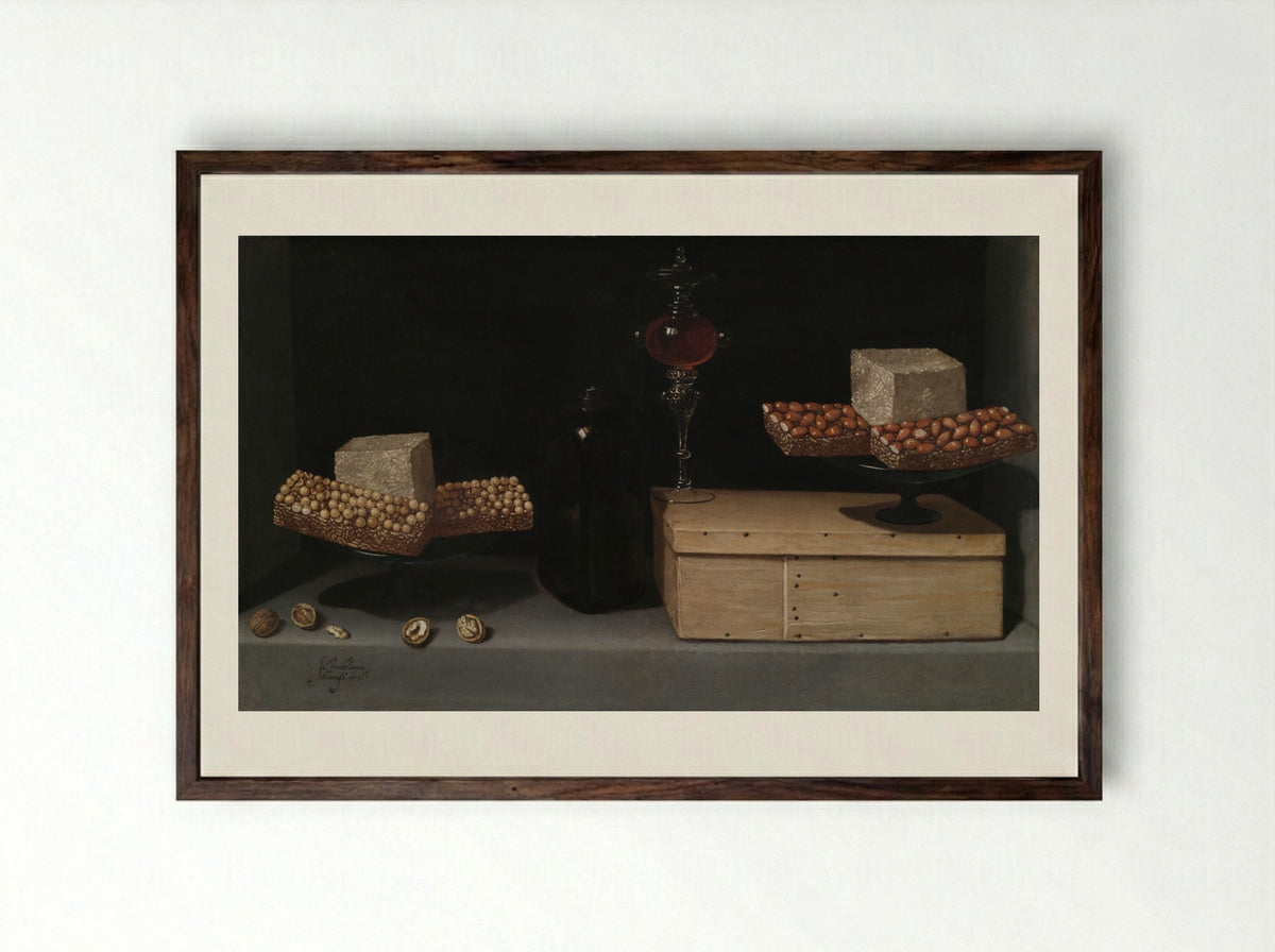 Still Life with Sweets - Juan van der Hamen y Léon - Framed Print Dark Wood