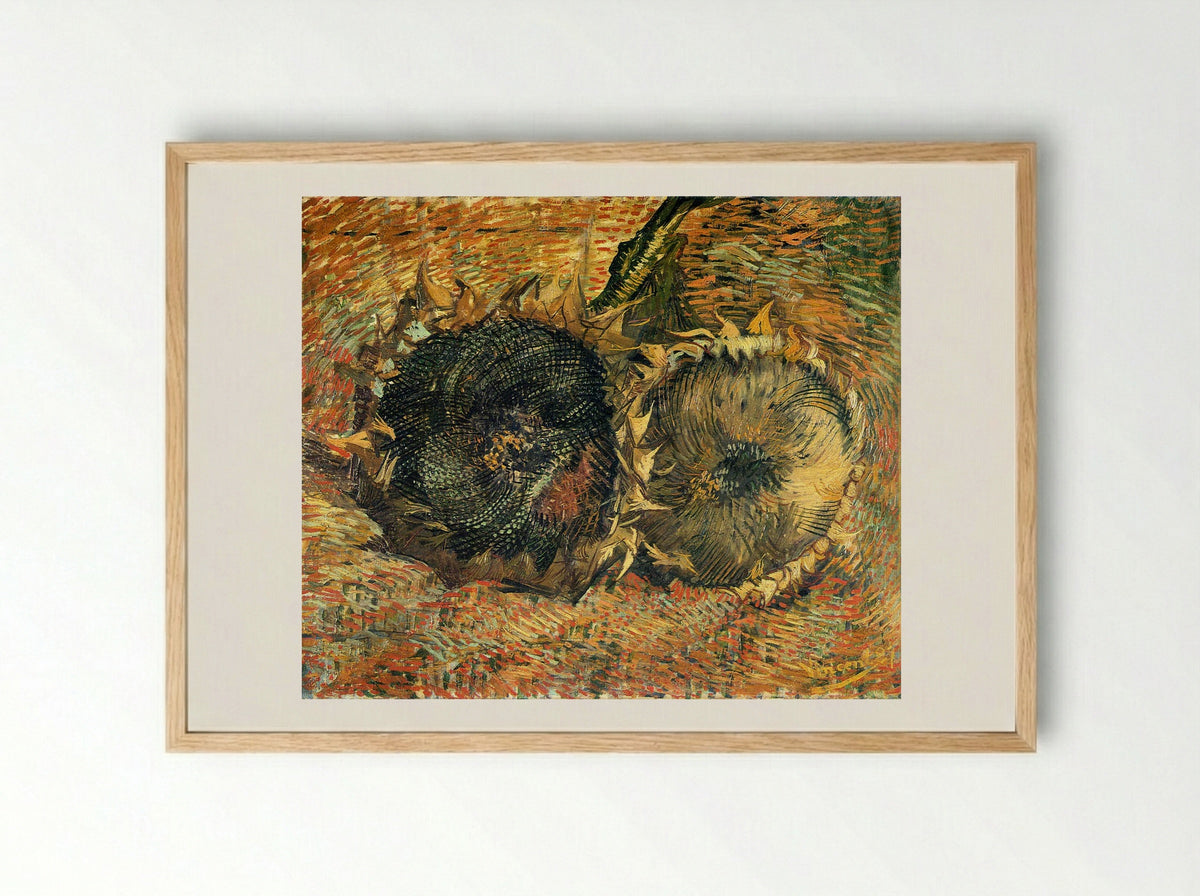 Still Life with Two Sunflowers - Vincent van Gogh - Framed Print Wood
