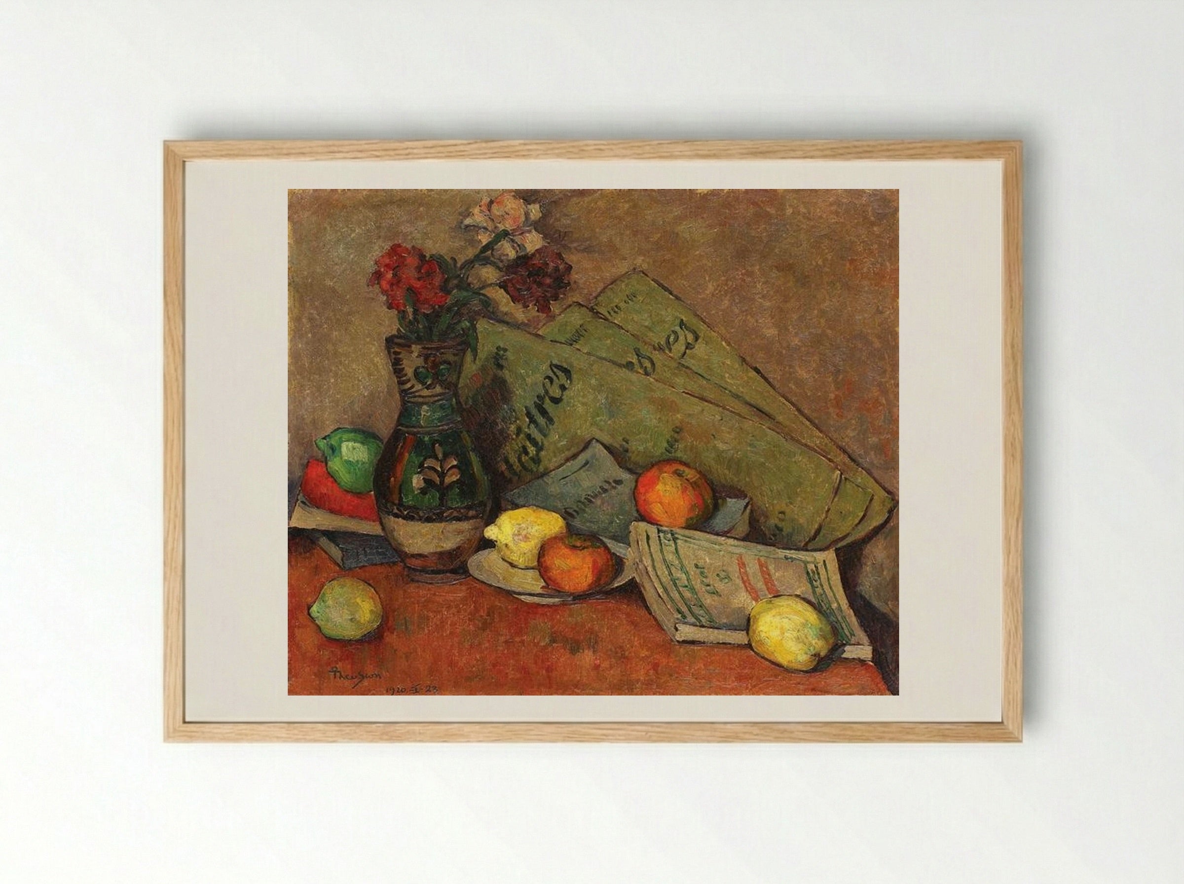 Still Life with Vase and Fruits - Ion Theodorescu-Sion - Framed Print Wood