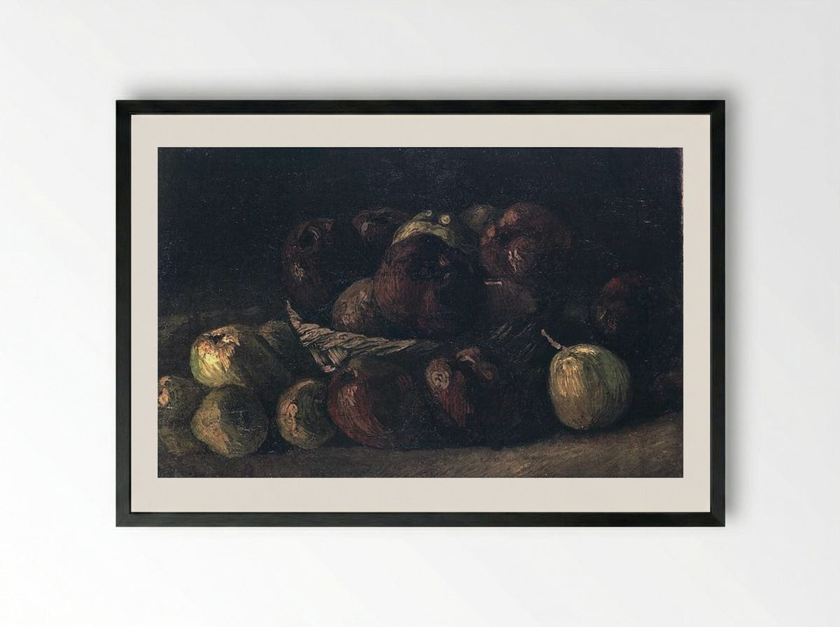 Still Life with a Basket of Apples - Vincent van Gogh - Framed Print Black