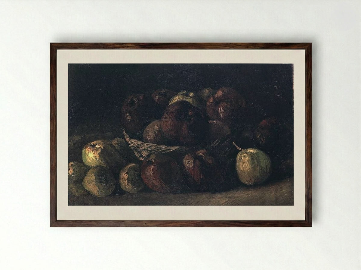 Still Life with a Basket of Apples - Vincent van Gogh - Framed Print Dark Wood