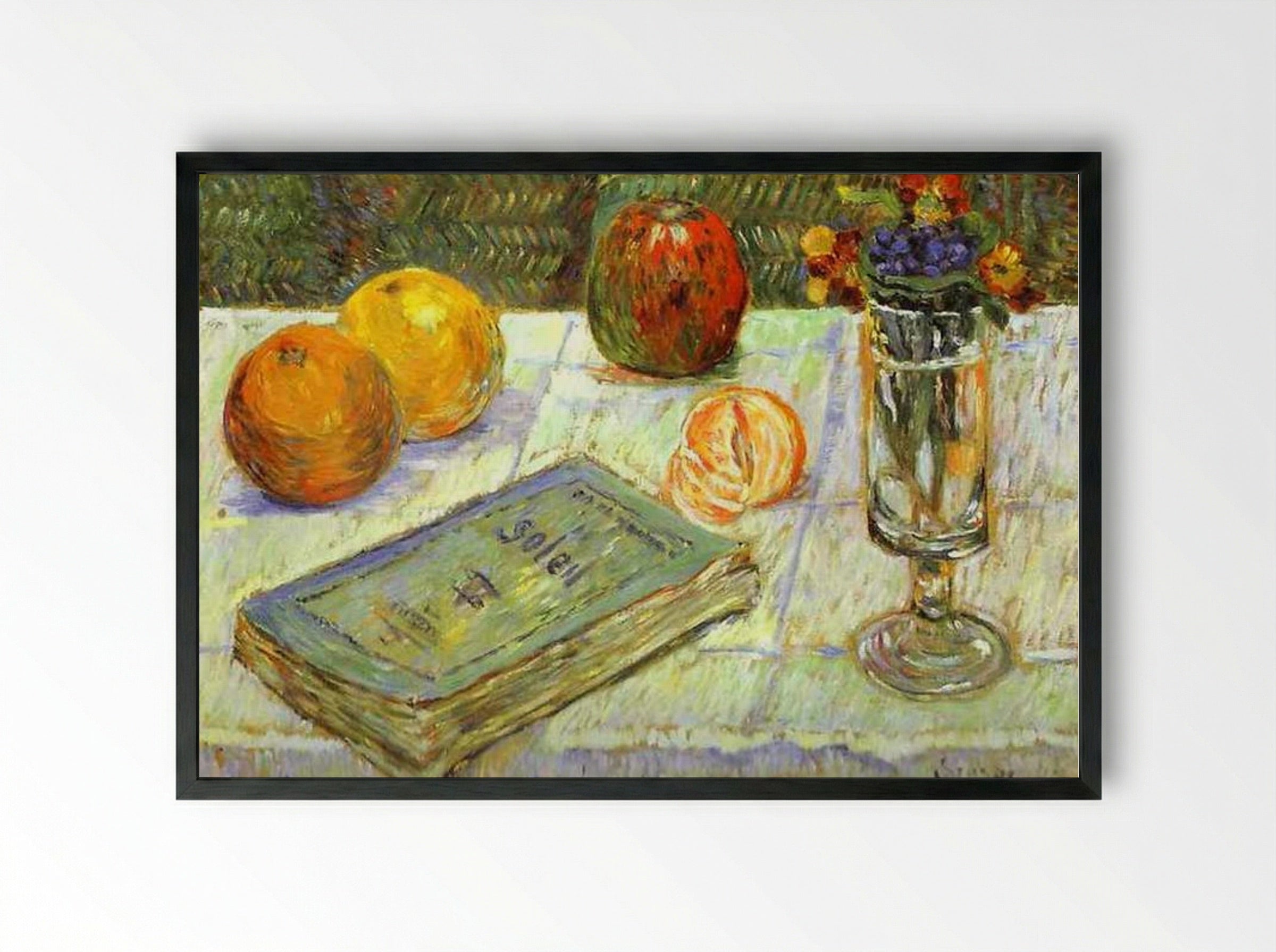Still Life with a Book - Paul Signac - Framed Print Black