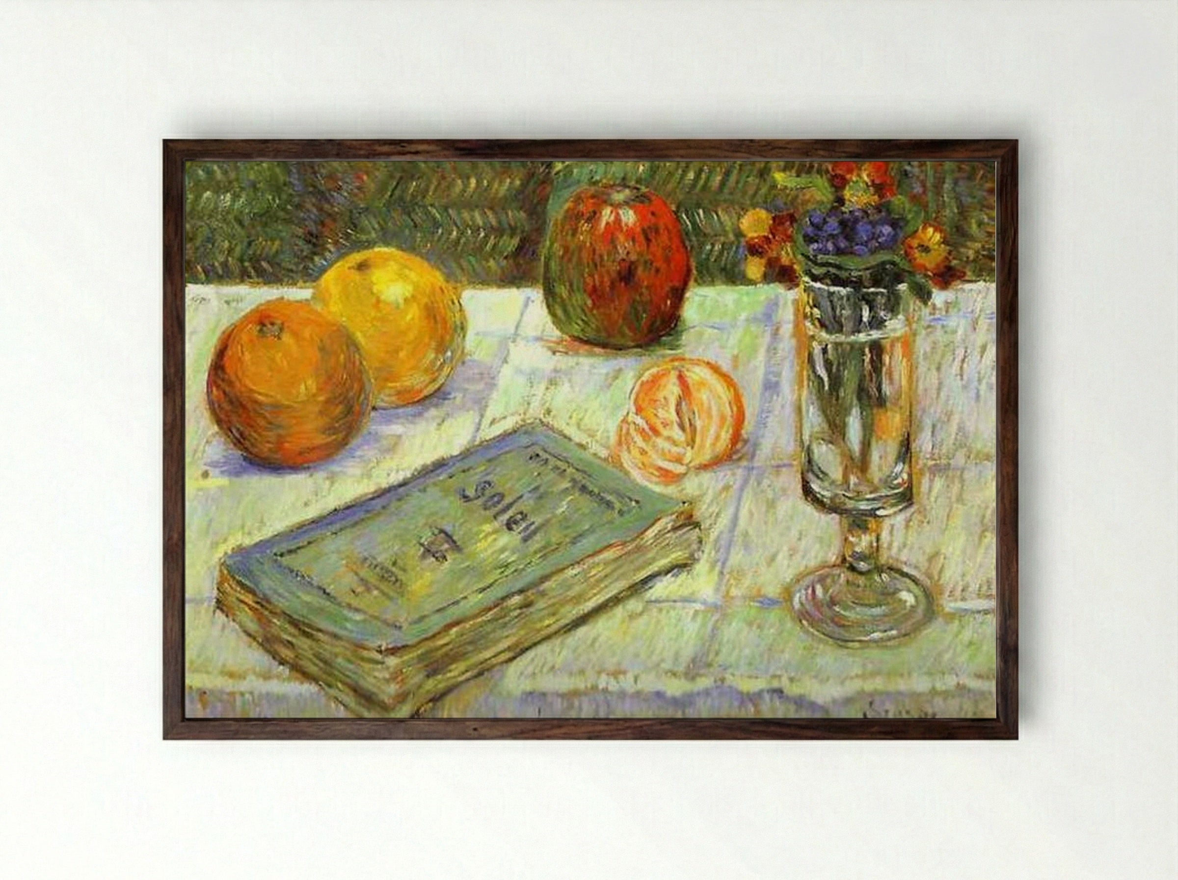 Still Life with a Book - Paul Signac - Framed Print Dark Wood