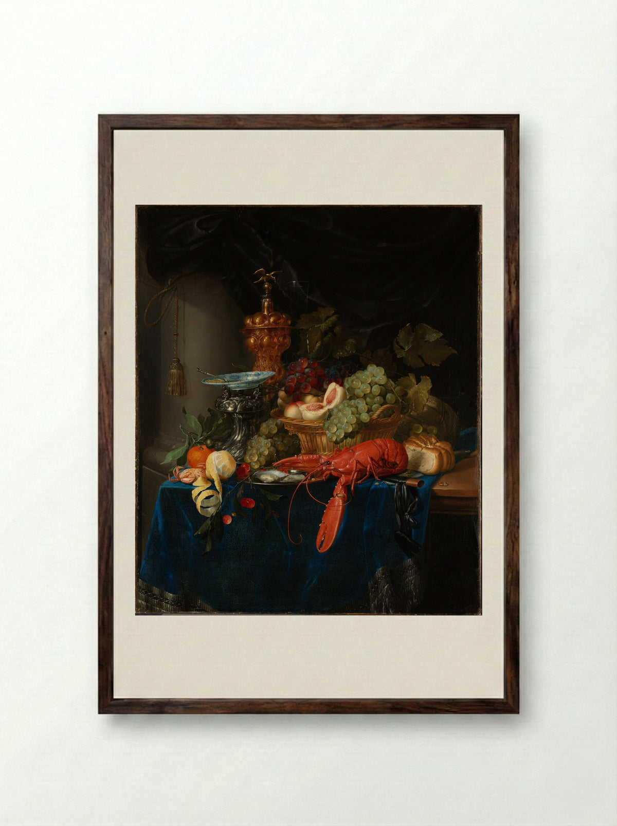 Still Life with a Golden Goblet - Pieter de Ring - Framed Print Dark Wood