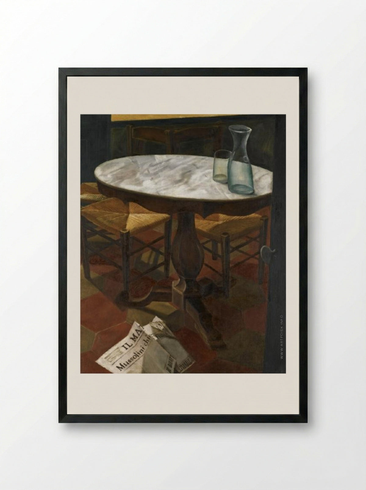 Still Life with a Table - Alexandre Jacovleff - Framed Print Black
